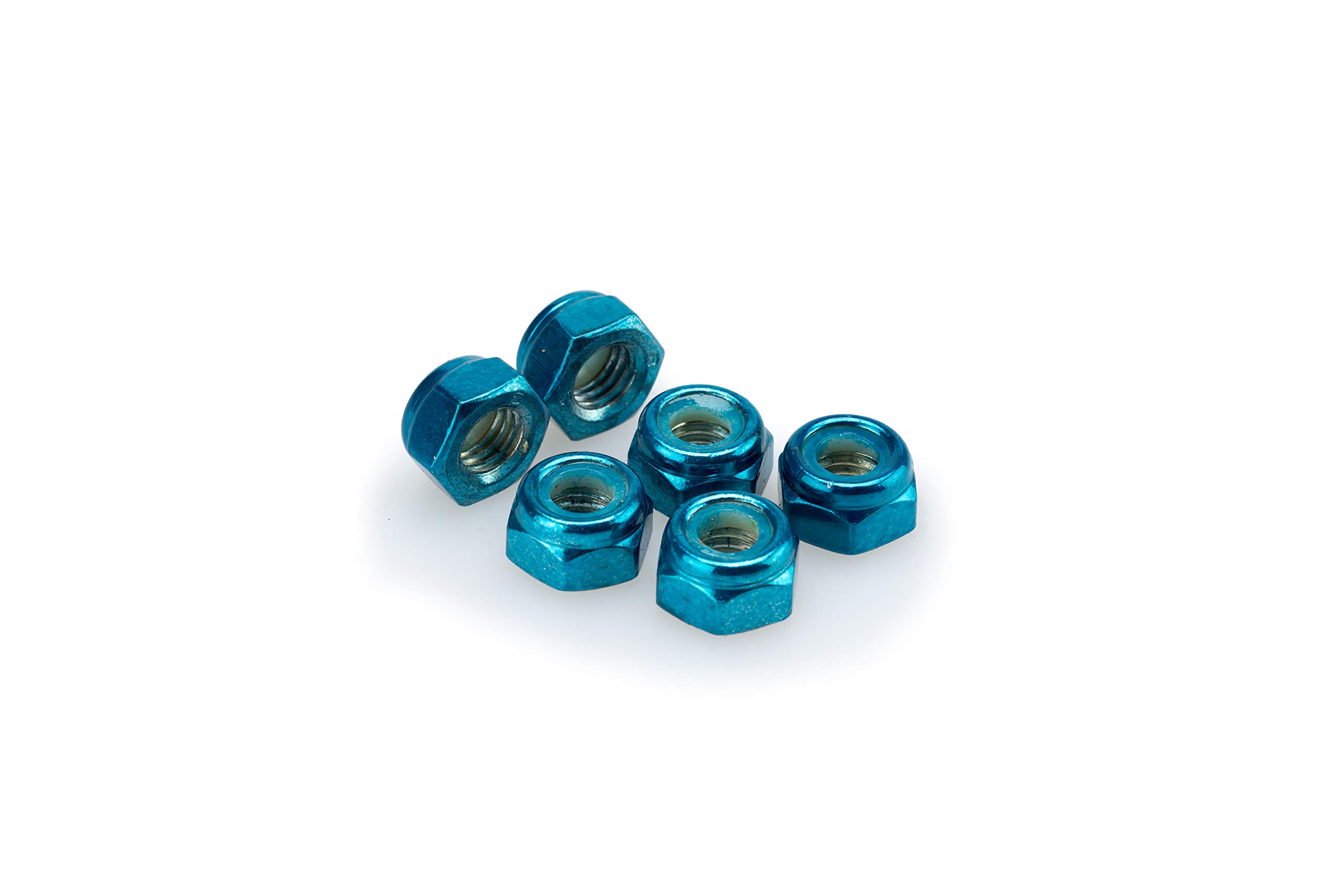 Puig M5 Autolock Nuts - 6 Pack, Blue - High-Quality Motorcycle Fasteners for Secure Bike Accessories Installation