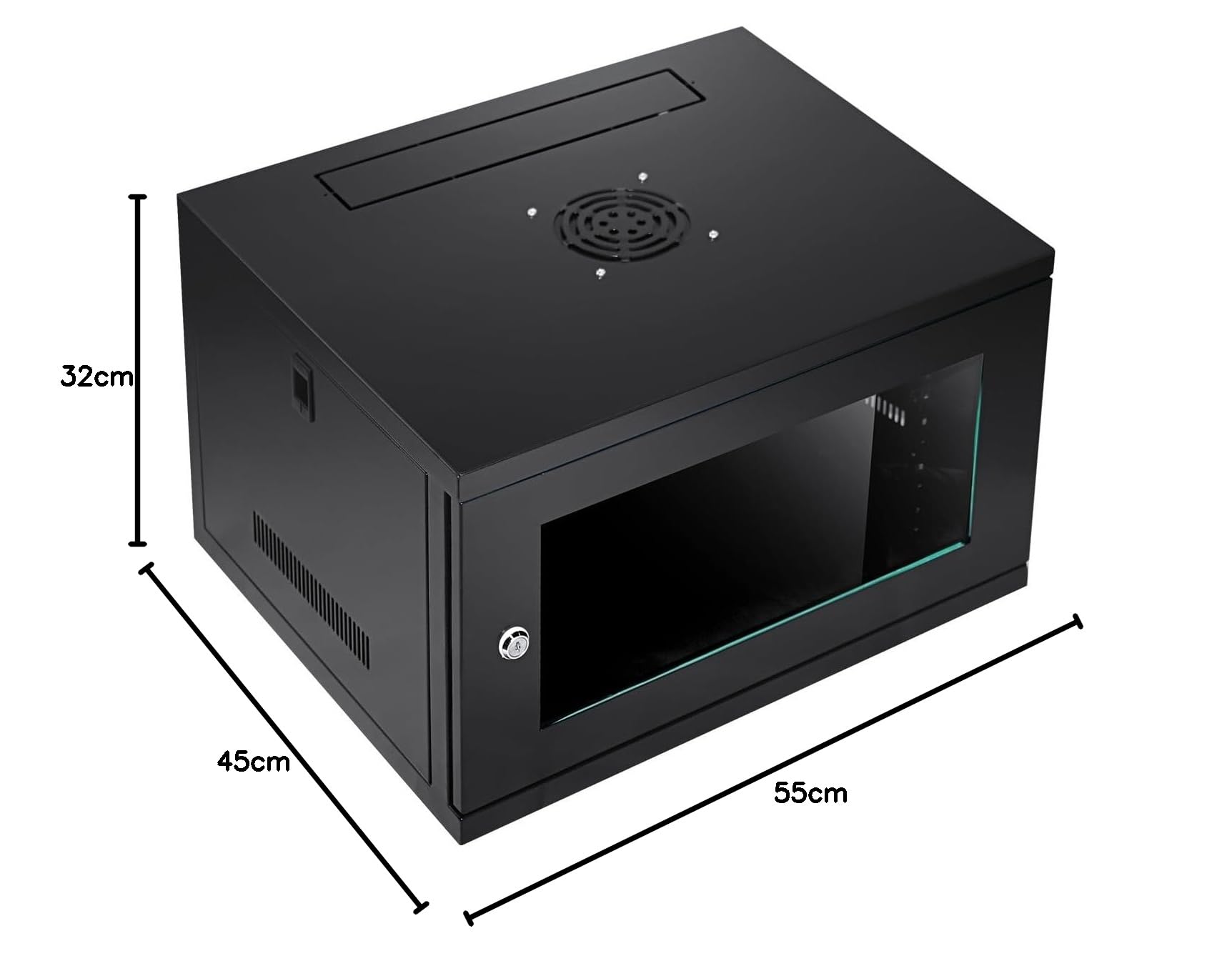 19 Inch Deep Wall Mounted Server Rack Cabinet - 6U Black Network Equipment Rack with Lockable Glass Door & Removable Side Panels for Data Center, Office & Home Network Setup (Front-Rear Locking, Wall Mountable)