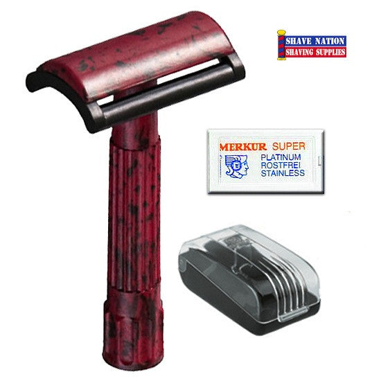 Vintage Merkur 45 Bakelite Safety Razor - Classic Flat Bar Design for Men's Wet Shaving | Perfect for Travel & Gift Giving