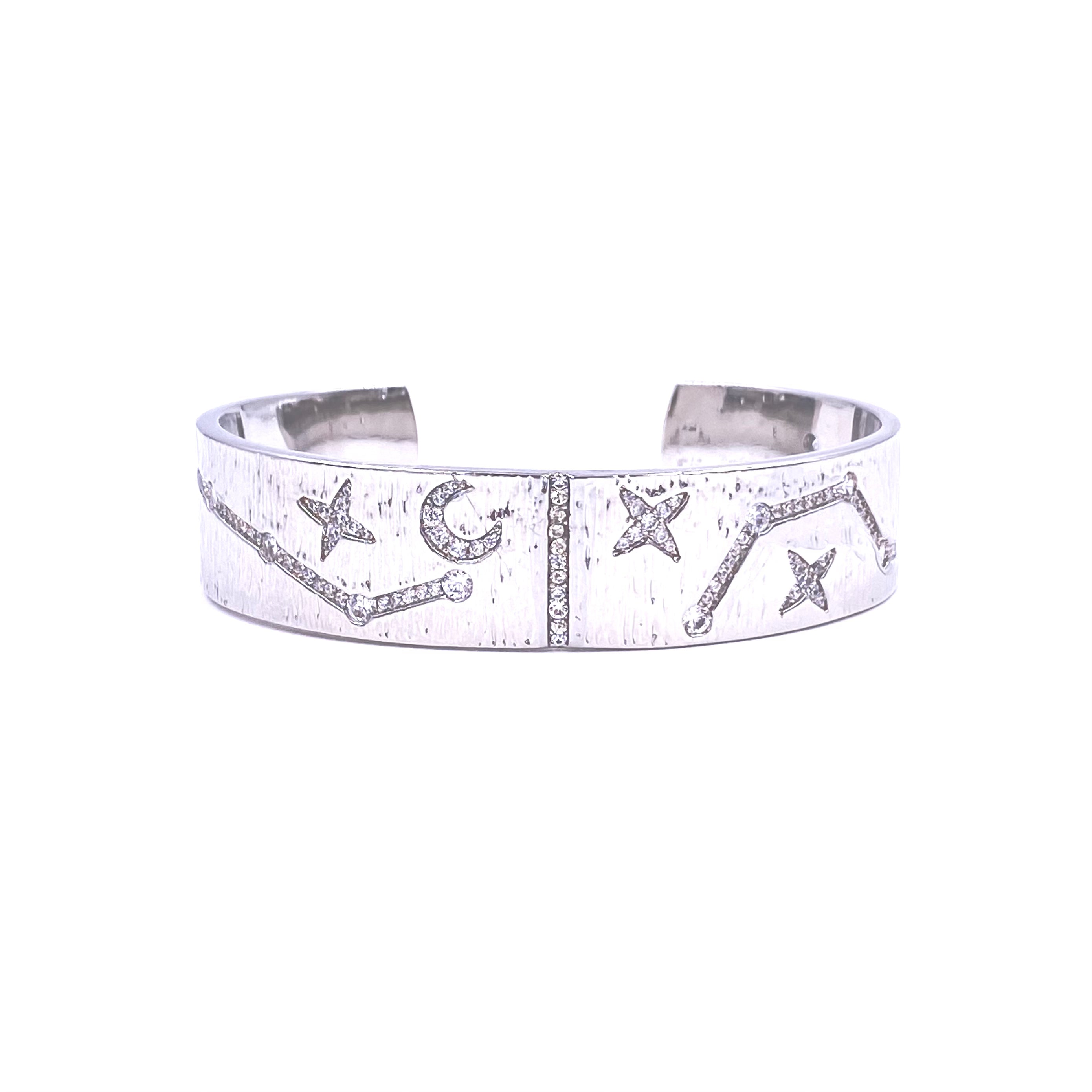 Ashley Gold Stainless Steel CZ Astrology Bangle Bracelet for Women - Zodiac Sign Jewelry Gift for Birthday, Anniversary & Special Occasions