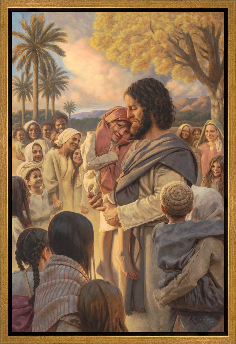 He Took Them Up In His Arms - Premium Gallery Wrap Canvas Art - Perfect for Home Decor, Living Room, Bedroom & Office Wall Art