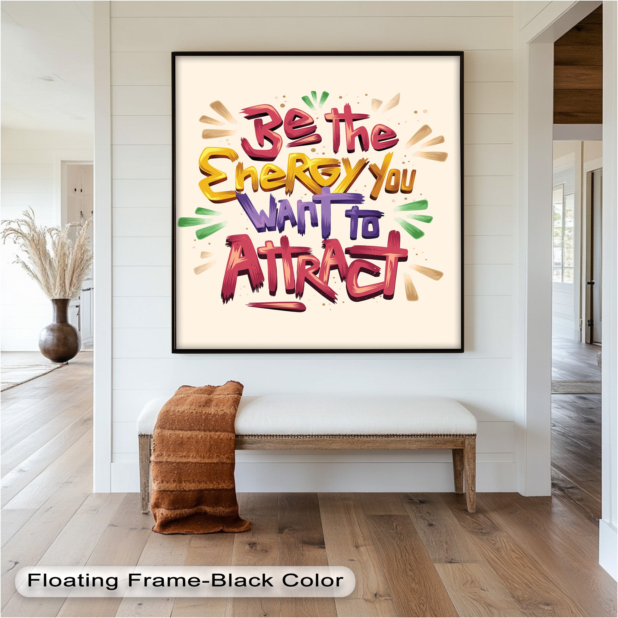 Inspirational Oil Painting - Be the Energy You Want to Attract - Motivational Wall Art for Home, Office & Meditation Space