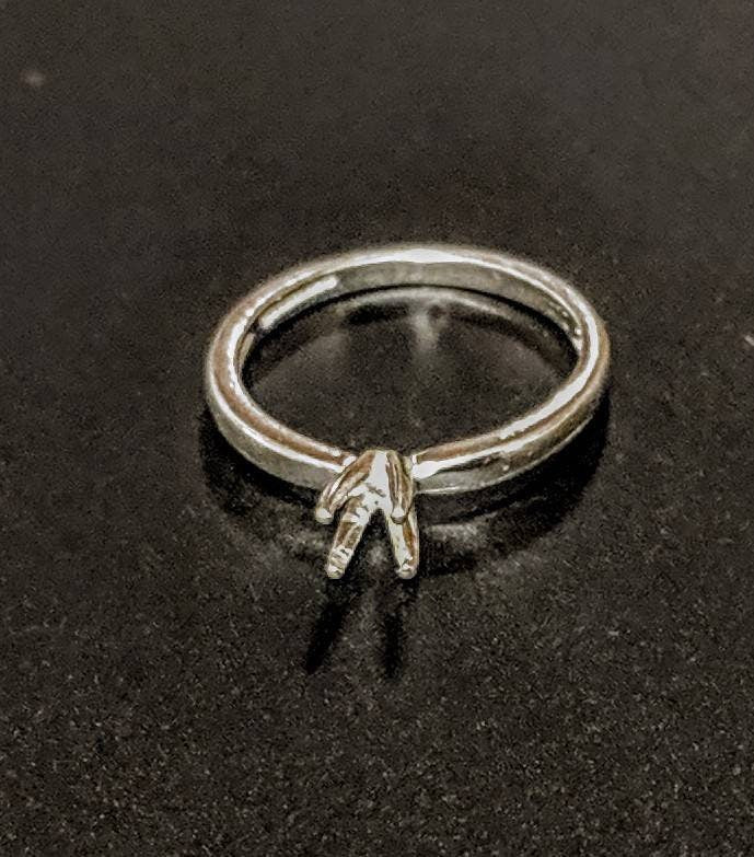 Sterling Silver 3mm Round 4-Prong Deep V-Notch Blank Ring Setting - Size 4,5,6,7,8 - Perfect for Custom Jewelry Making & Engagement Ring Designs