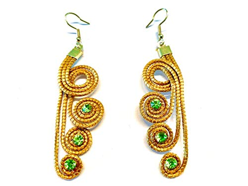 Handmade Golden Grass Earrings - Indigenous Artisan Crafted Symmetrical Gold Jewelry for Women | Perfect for Boho Festivals, Weddings & Everyday Wear