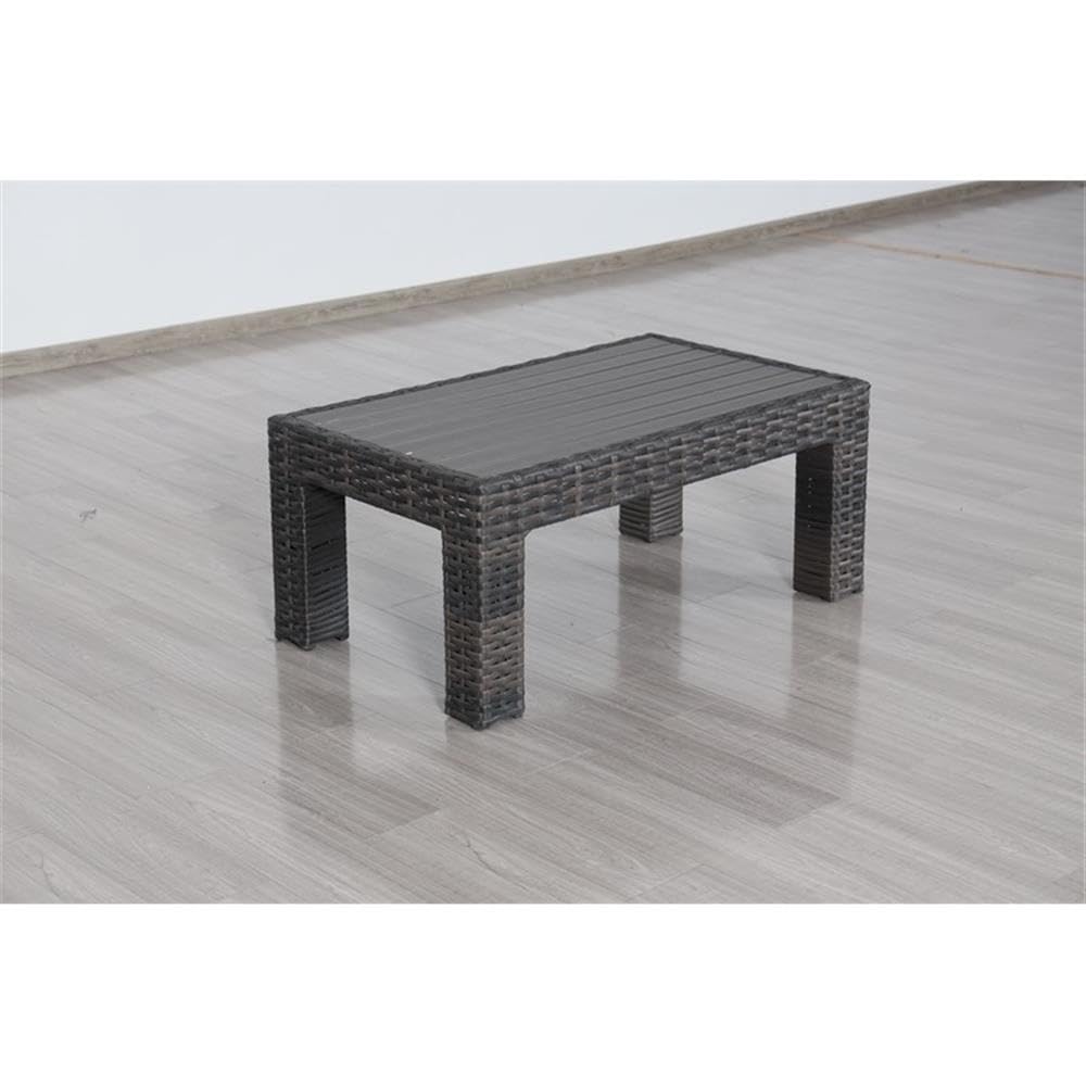 Teva Furniture Bora Bora Two-Tone Wicker Outdoor Sectional Sofa Set with Charcoal Cushions - Perfect for Patio, Poolside & Backyard Relaxation
