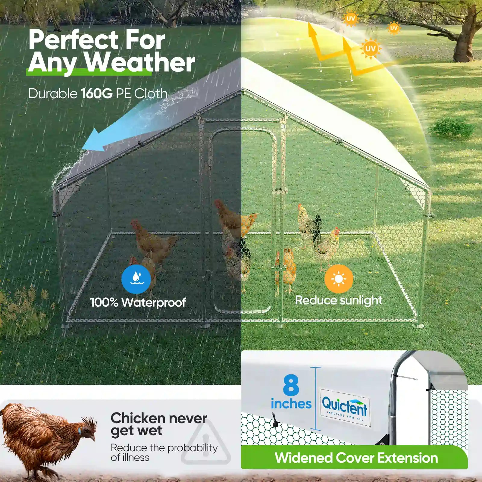 Large Metal Chicken Coop Run - Durable Outdoor Poultry Pen for Hens & Roosters - Perfect for Backyard Farming & Free Range Chicken Keeping
