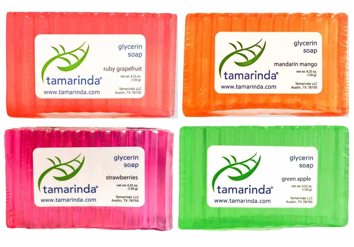 Natural Glycerin Soap Bars - 4-Piece Fruity Scented Collection for Moisturizing Skin Care | Perfect for Dry Skin, Sensitive Skin & Daily Bathing