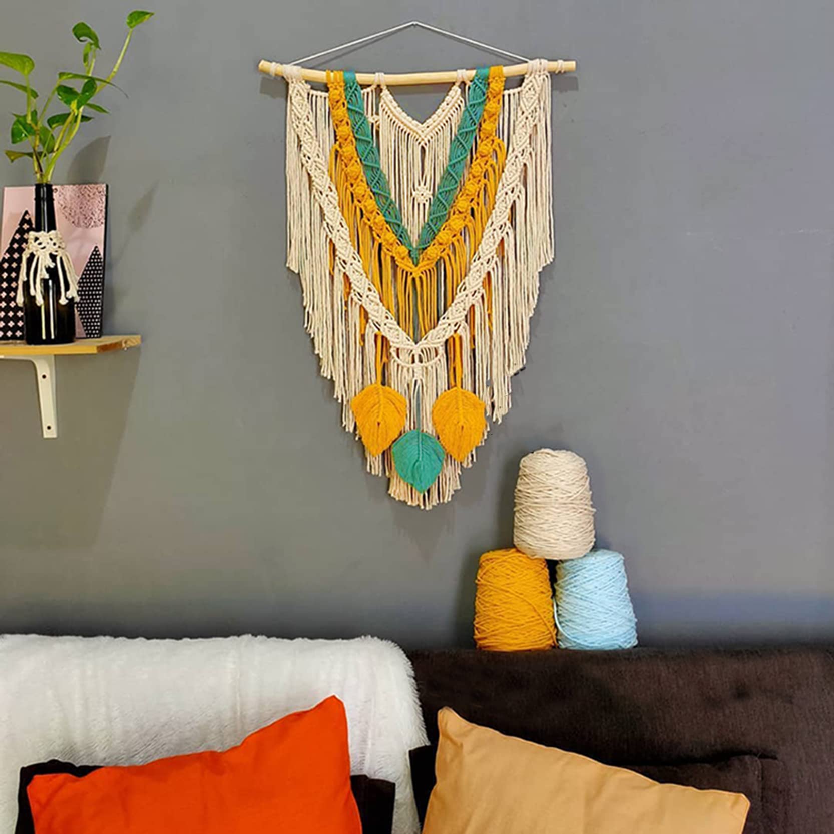 Handmade Cotton Rope Macrame Wall Hanging - Large Boho Tapestry for Living Room & Bedroom Decor | Modern Woven Wall Art for Home, Office & Wedding Backdrop