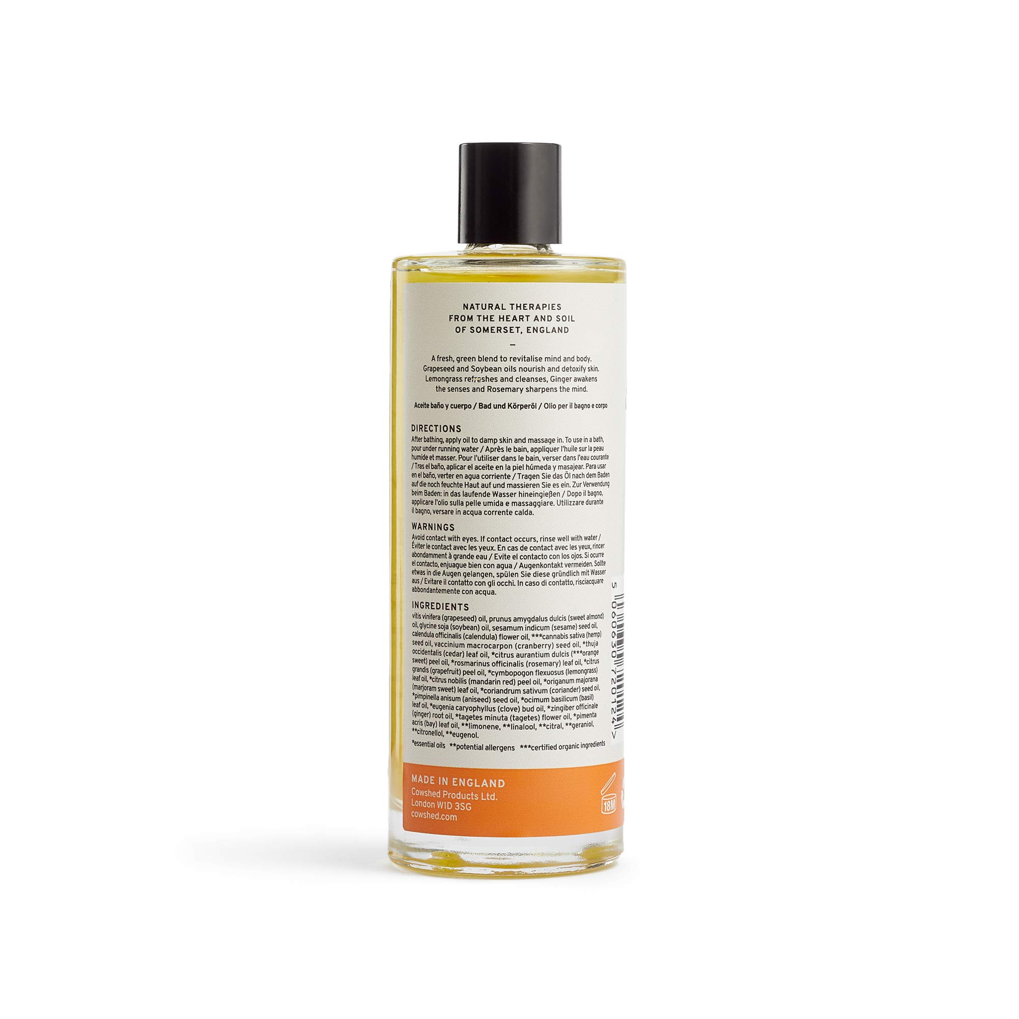 Cowshed Active Invigorating Bath & Body Oil - 100ml | Hydrating & Energizing Aromatherapy for Relaxation & Self-Care | Perfect for Spa Nights & Stress Relief