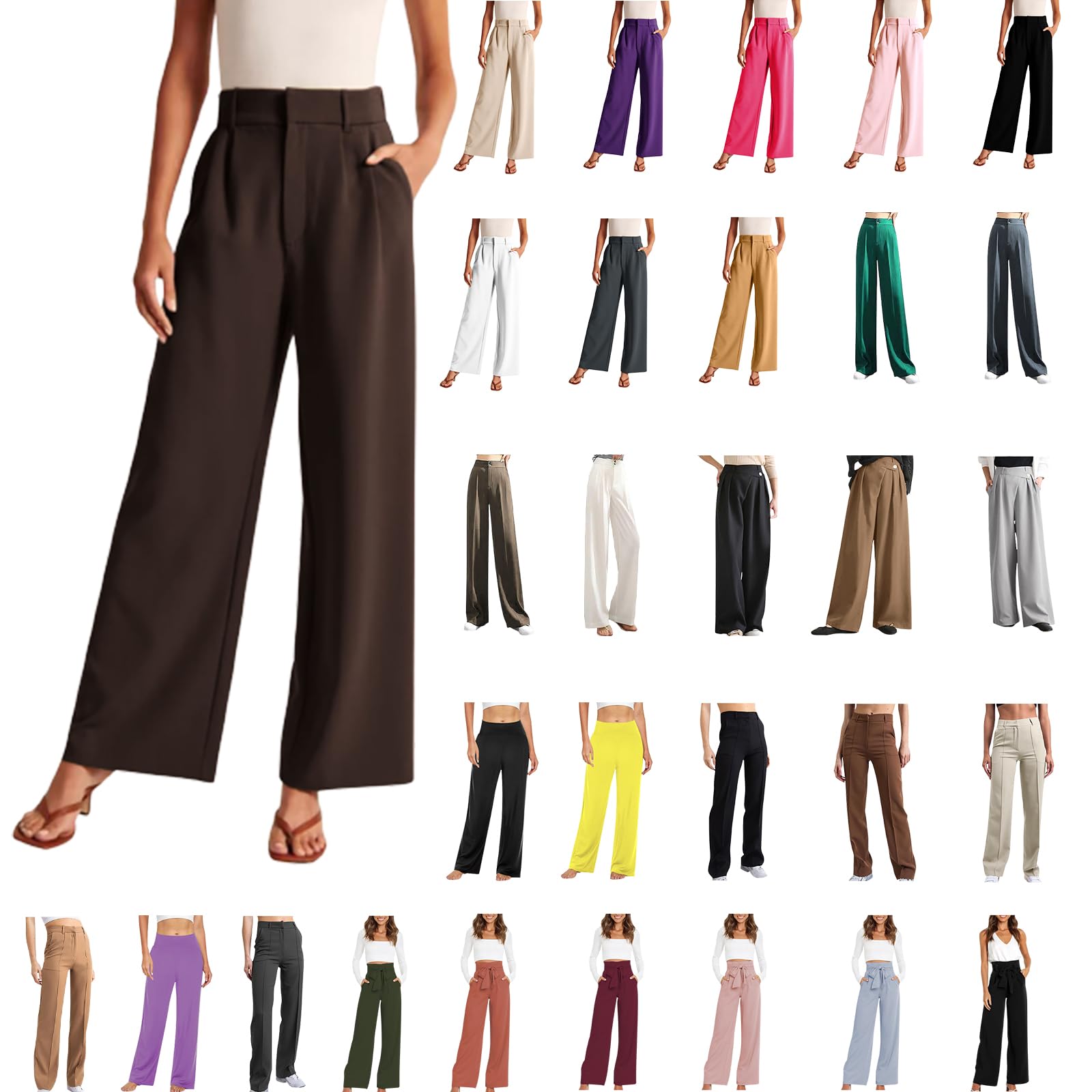 Qeaghou Women's High Waisted Wide Leg Palazzo Pants - 2024 Trendy Business Casual Dress Pants for Office Work & Professional Tailored Slacks | Perfect for Corporate Meetings, Business Travel & Smart Casual Outfits