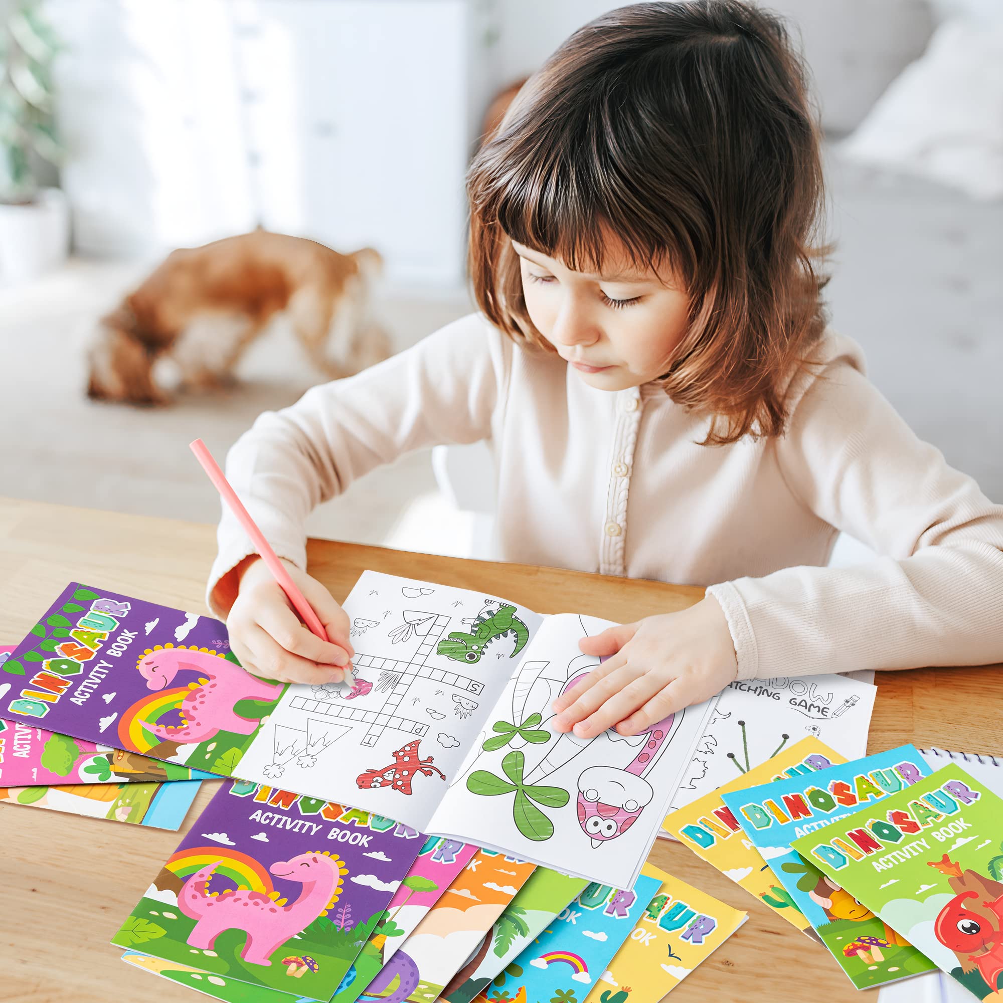 JAPBOR 24-Piece Dinosaur Coloring Book Set for Kids - Mini Art Activity Pages, Drawing Booklet, Party Favors, Birthday Party Supplies, Bulk Goodie Bag Fillers | Perfect for Birthday Parties, Classroom Activities, Travel Entertainment & Creative Play