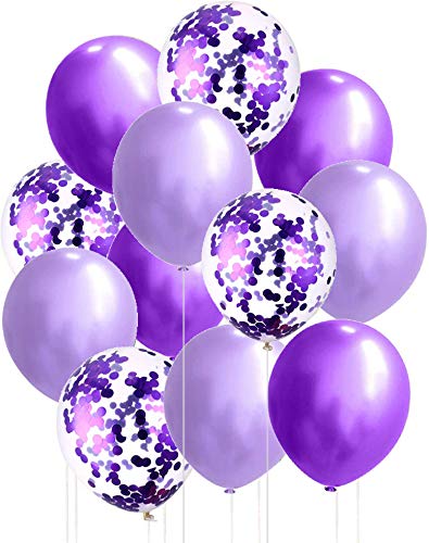60pcs 12 Inch Purple and White Confetti Latex Balloons - Birthday Party Decorations, Baby Shower, Wedding, Princess Theme Party | Perfect for Indoor & Outdoor Celebrations, Photo Backdrops, and Festive Events