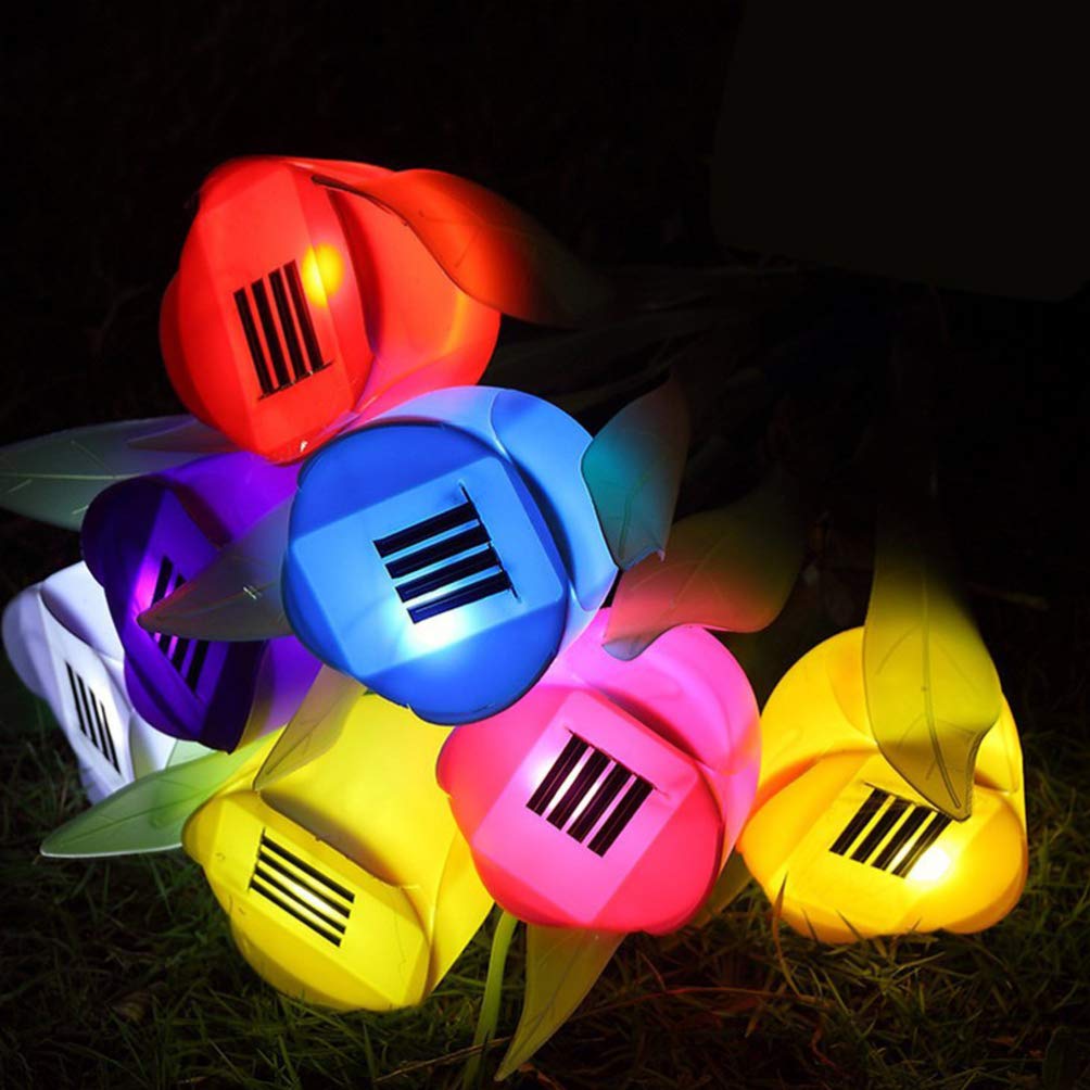 Uonlytech 2-Pack Solar LED Outdoor Lights - Waterproof Solar-Powered Garden Pathway Lights for Lawn, Flower Beds & Walkways | Weather-Resistant Tulip Design for Patio, Yard & Landscape Decoration