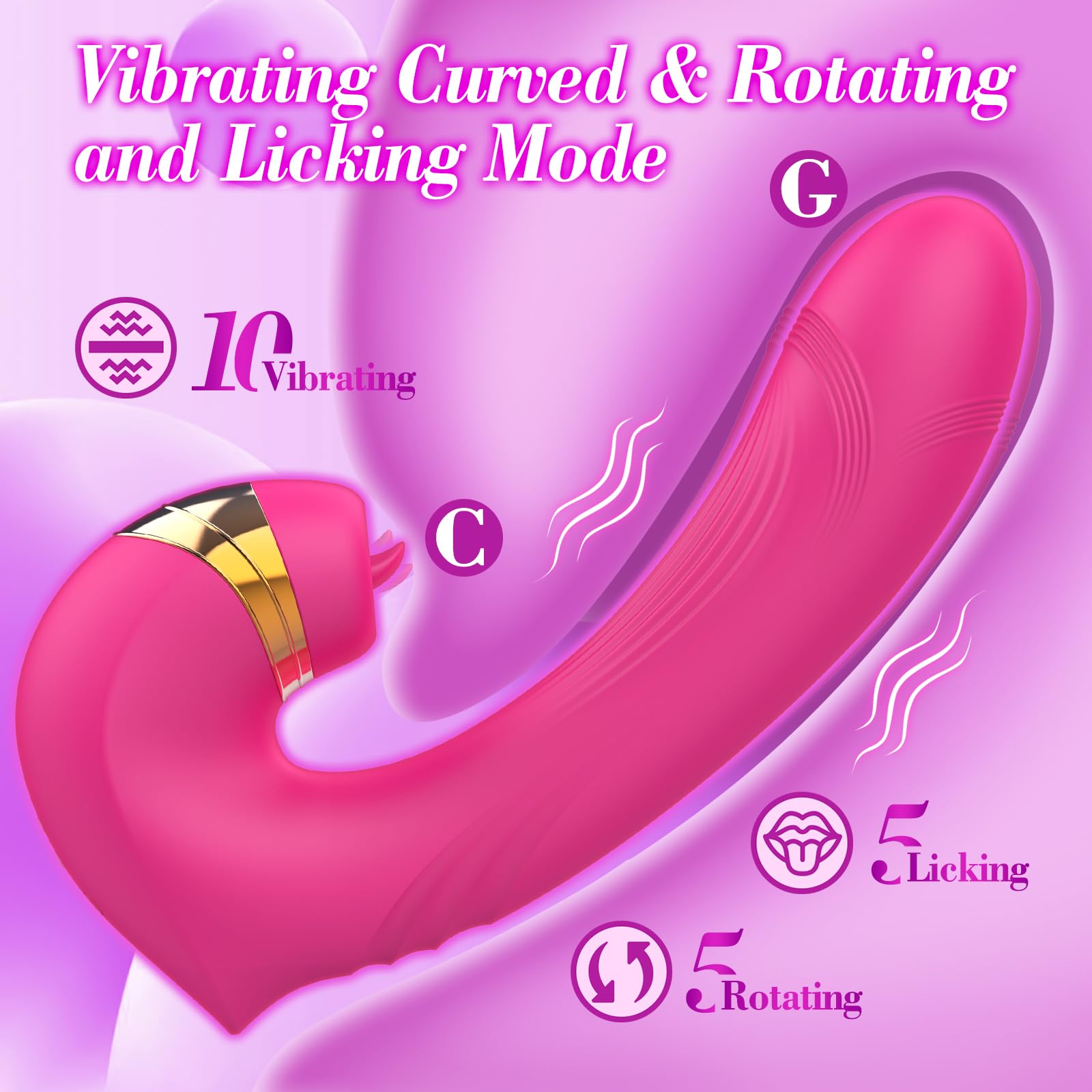 Premium 3-in-1 Women's Vibrator - Clitoral, G-Spot & Tongue Stimulator with 10 Vibration & 10 Rotation Modes | Nipple & Clit Stimulating Adult Toy for Women & Couples | Perfect for Solo Play & Romantic Nights