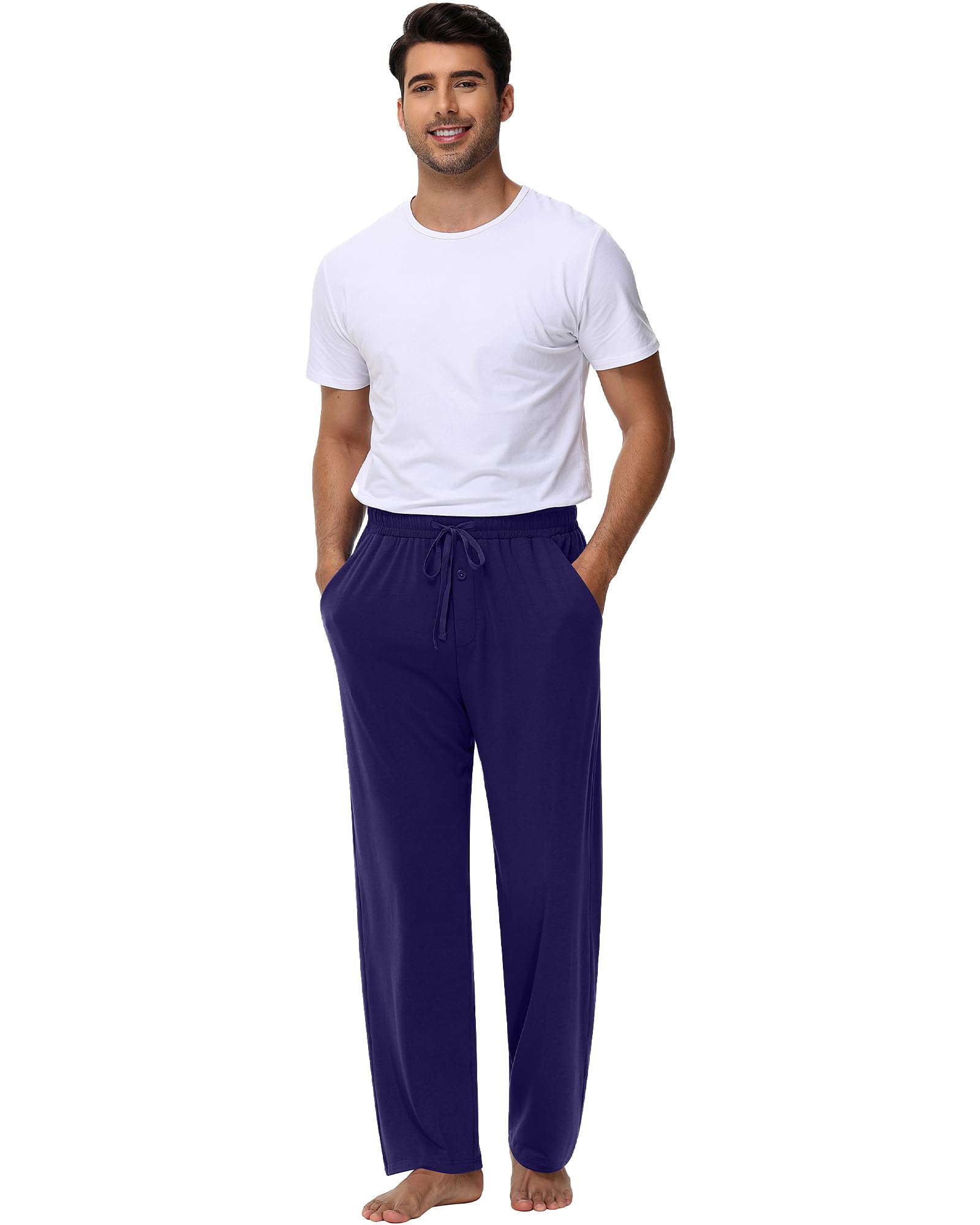 Neer Men's 3 Pack Lightweight Knit Sweatpants - Baggy Lounge Pants with Pockets, Straight Leg Comfort Pajama Pants for Home, Gym & Travel