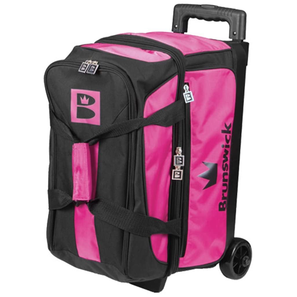 Brunswick Blitz Double Roller Bowling Bag - Durable & Spacious for 2 Bowling Balls, Shoes & Accessories | Perfect for League Play & Tournament Travel