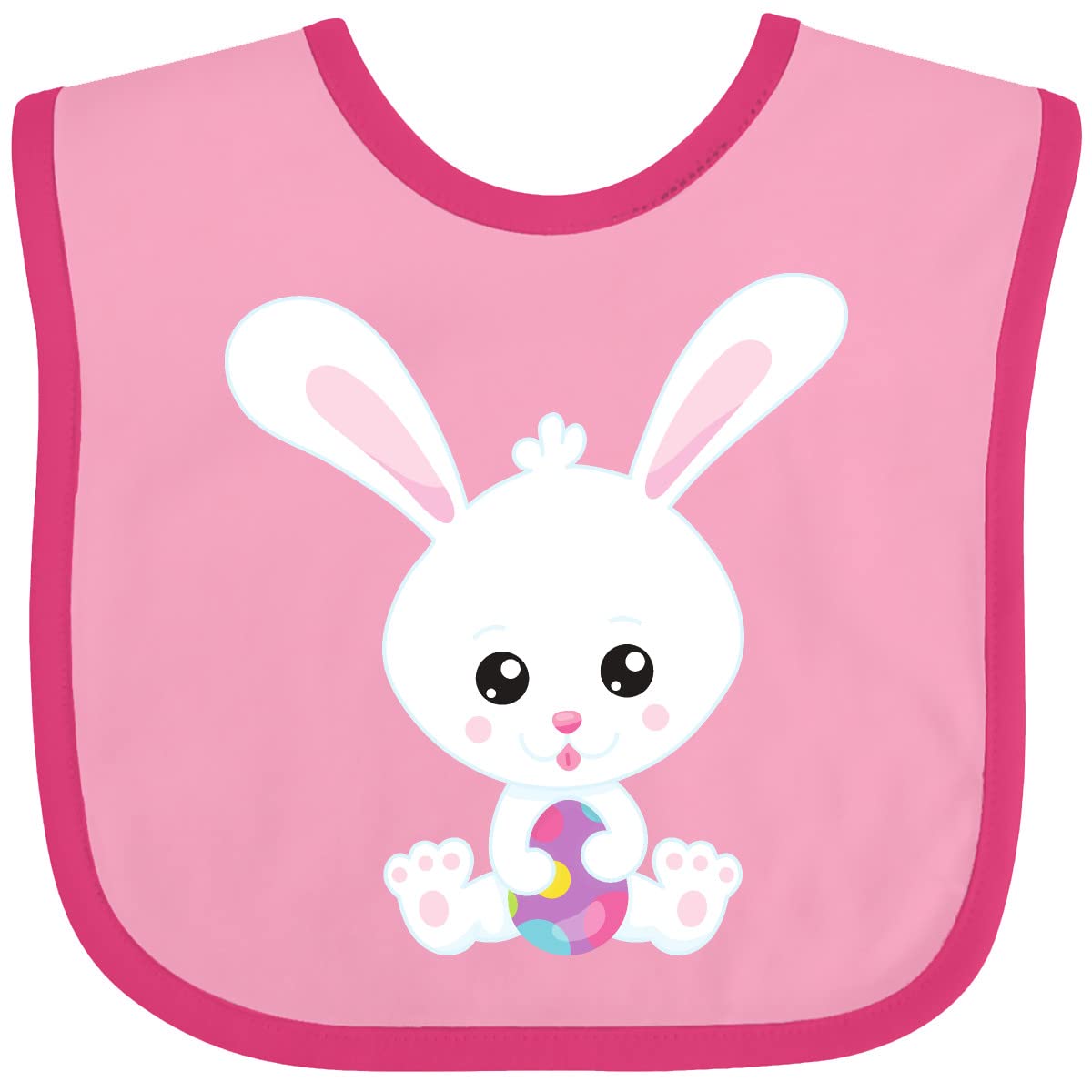 Easter Bunny Baby Bib - Cute White Bunny & Eggs for Easter Gifts