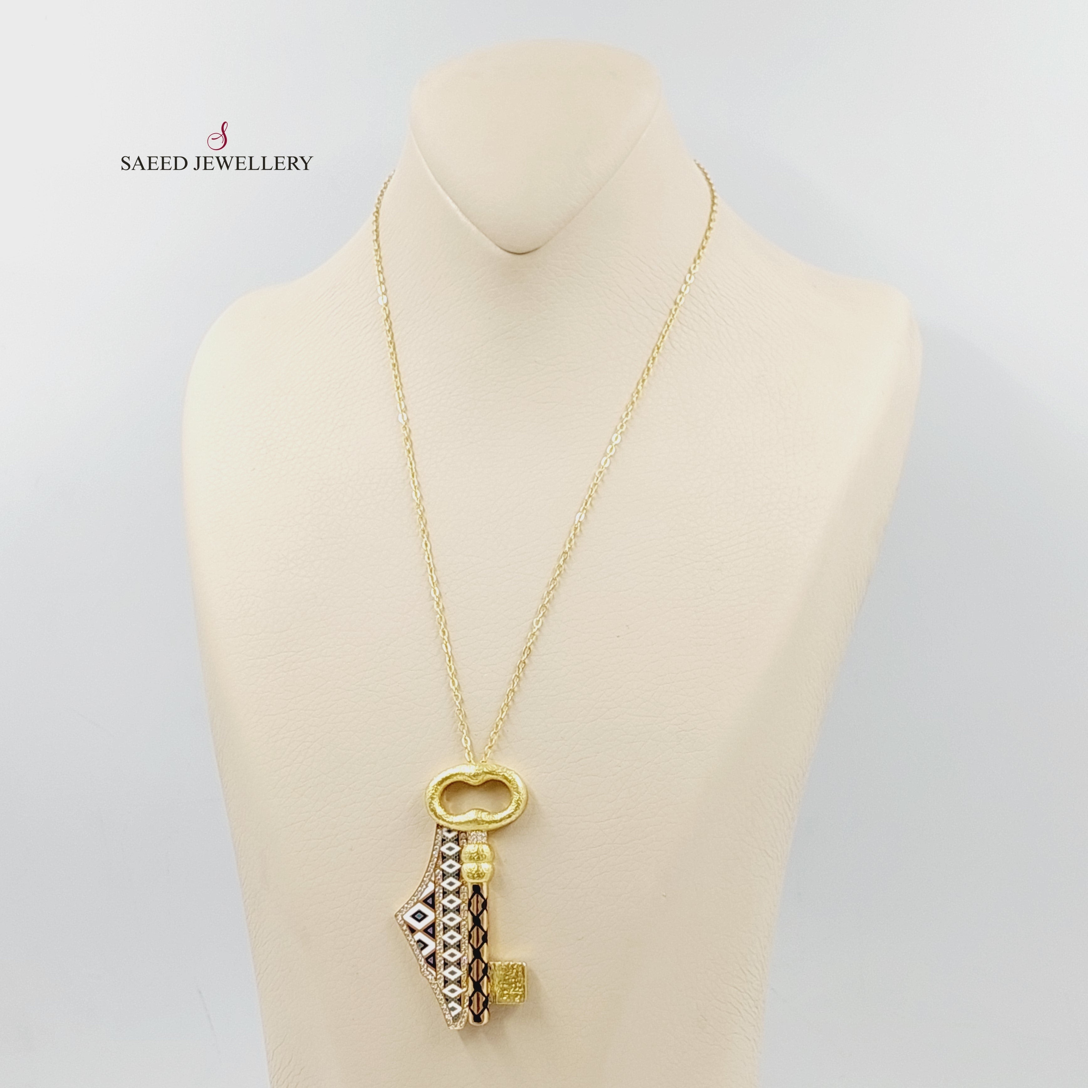 Palestine Necklace with Enamel & Zircon Studs - Elegant Jewelry for Women, Perfect for Parties, Weddings & Special Occasions