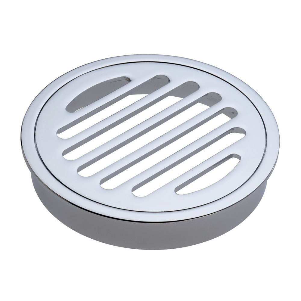 Fienza D307 100mm Chrome Round Floor Waste Drain with Round Grate - Bathroom Shower & Laundry Room Drainage Solution