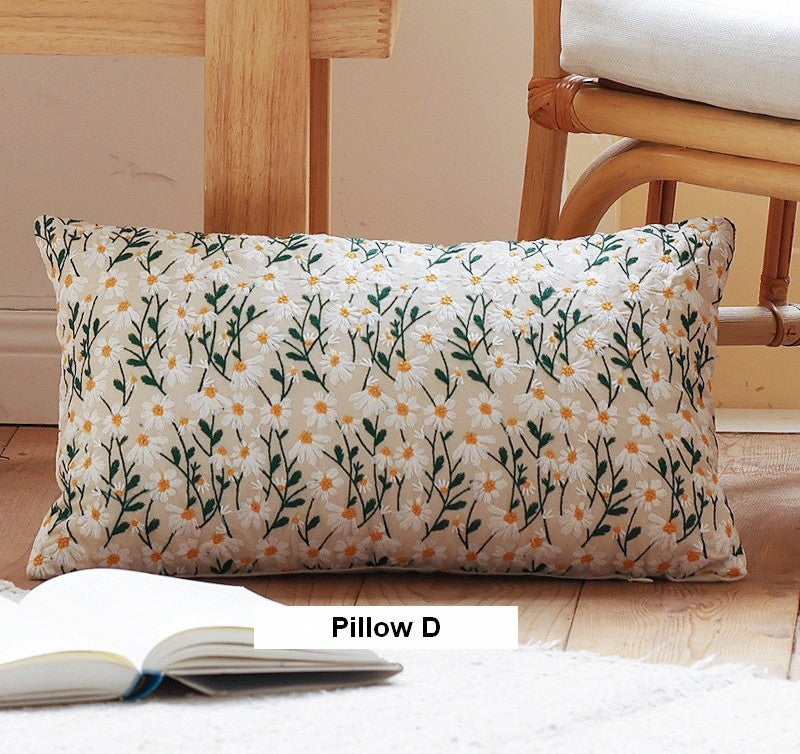 Farmhouse Style Embroidered Floral Cotton Pillow Covers - Decorative Throw Pillows for Couch, Sofa & Bedroom - Spring Home Decor Accent Pillows for Living Room, Bedroom & Farmhouse Decor
