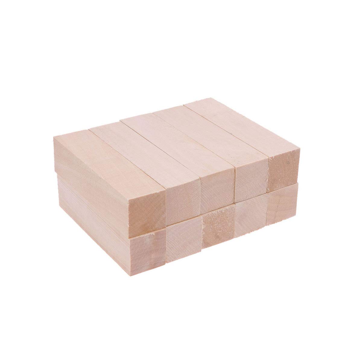 10pcs Basswood Whittling Blocks for Wood Carving - Unfinished Wooden Craft Kit for Adults & Kids (2.5x2.5x10cm) - Perfect for DIY Crafts, Whittling Projects & Beginner Woodworking Gifts