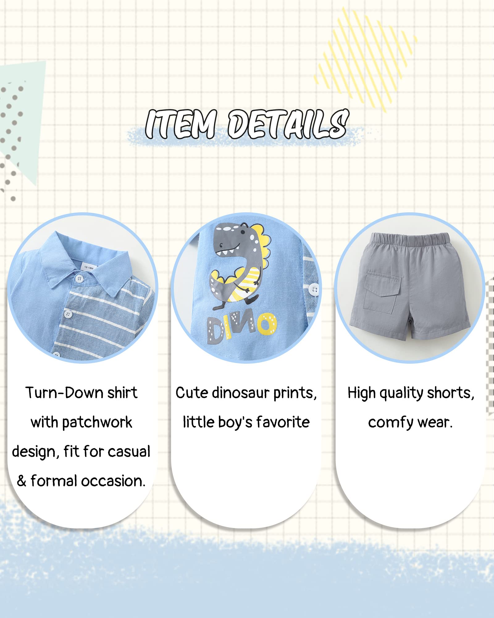 Toddler Boys Summer Outfit - 100% Cotton Shirt and Shorts Set for Baby Boys | Perfect for Playtime, Beach & Outdoor Activities