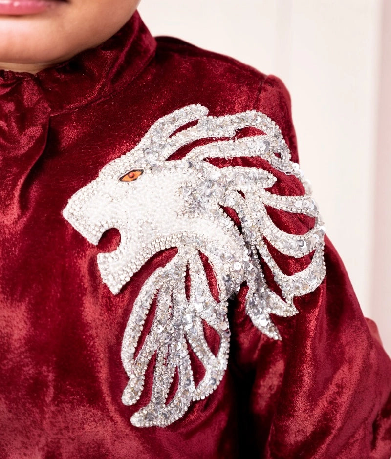 Pre Order: Elegant Maroon Embroidered Sherwani for Men | Traditional Indian Wedding Attire | Perfect for Weddings, Festivals & Special Occasions