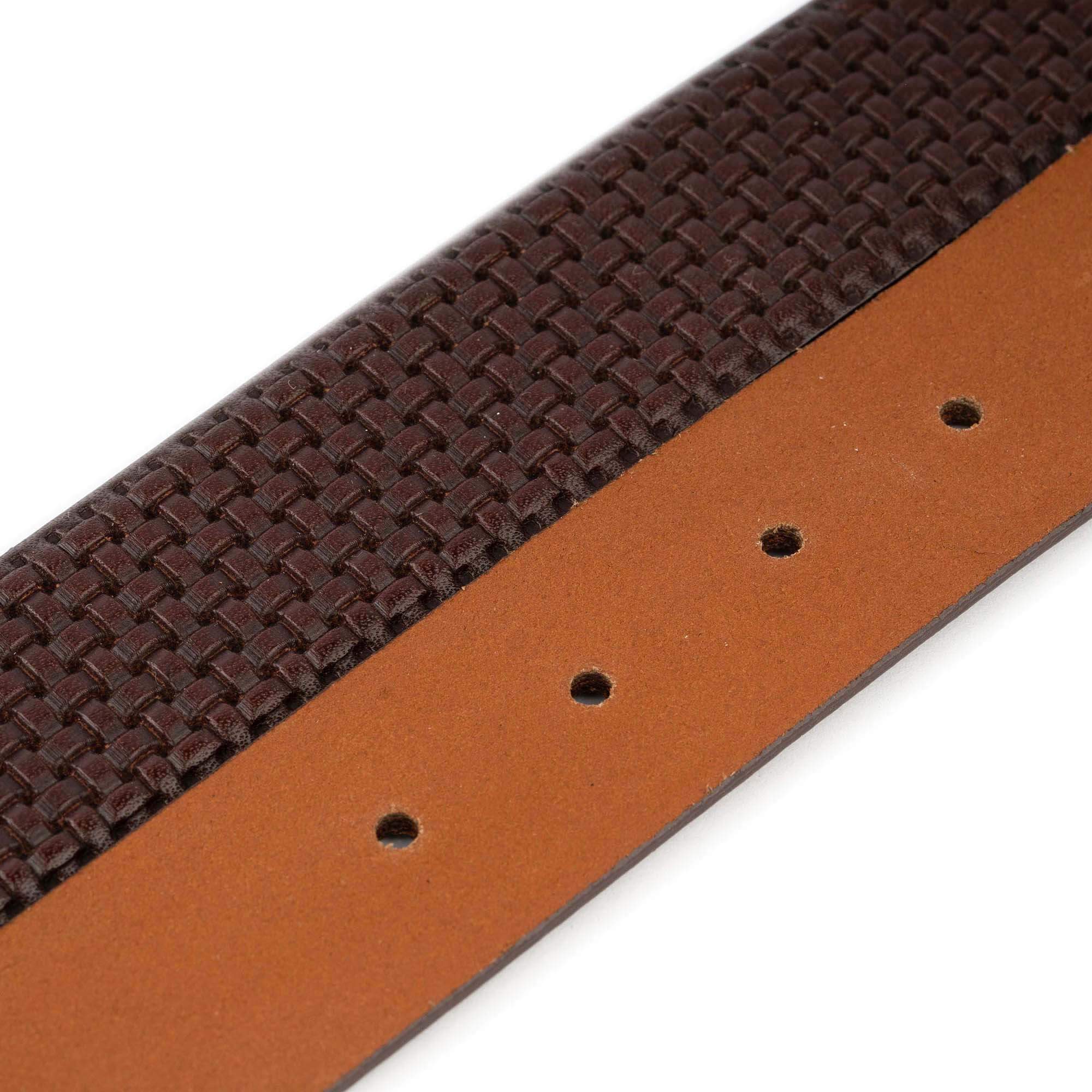 Premium Dark Brown Woven Leather Buckle Strap for Dunhill Belts - Durable Replacement Belt Strap for Men's Fashion Accessories | Perfect for Business, Casual Wear & Gift Giving