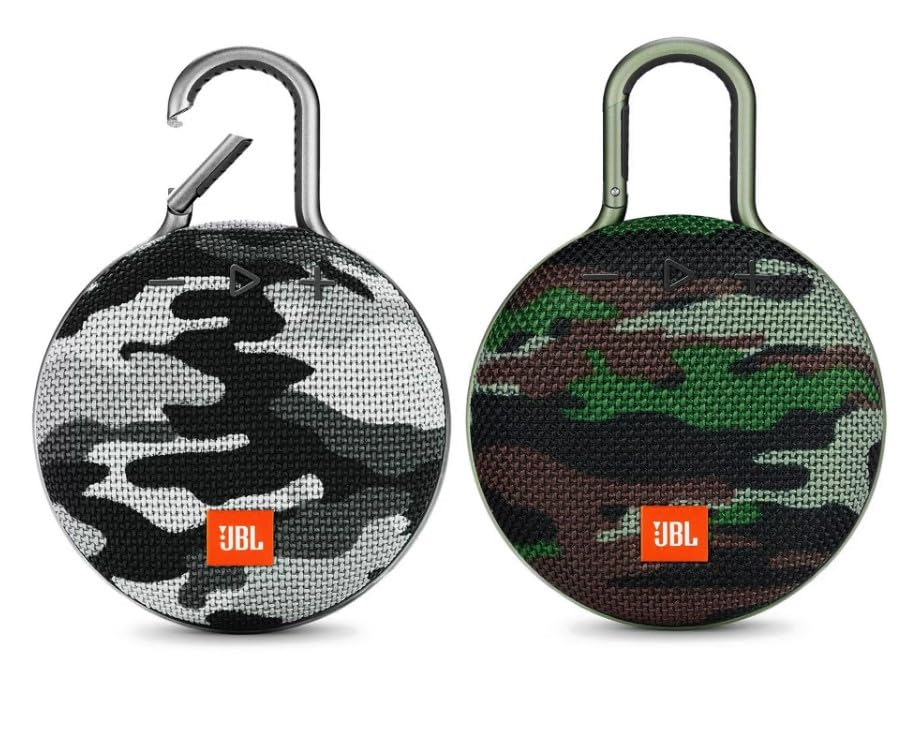 JBL Clip 3 Bluetooth Speaker Bundle (Pair) - Waterproof, Portable & Durable - 10 Hours Playtime - Noise Cancelling Speakerphone - Wireless Streaming - Perfect for Outdoor Adventures, Camping & Beach Parties