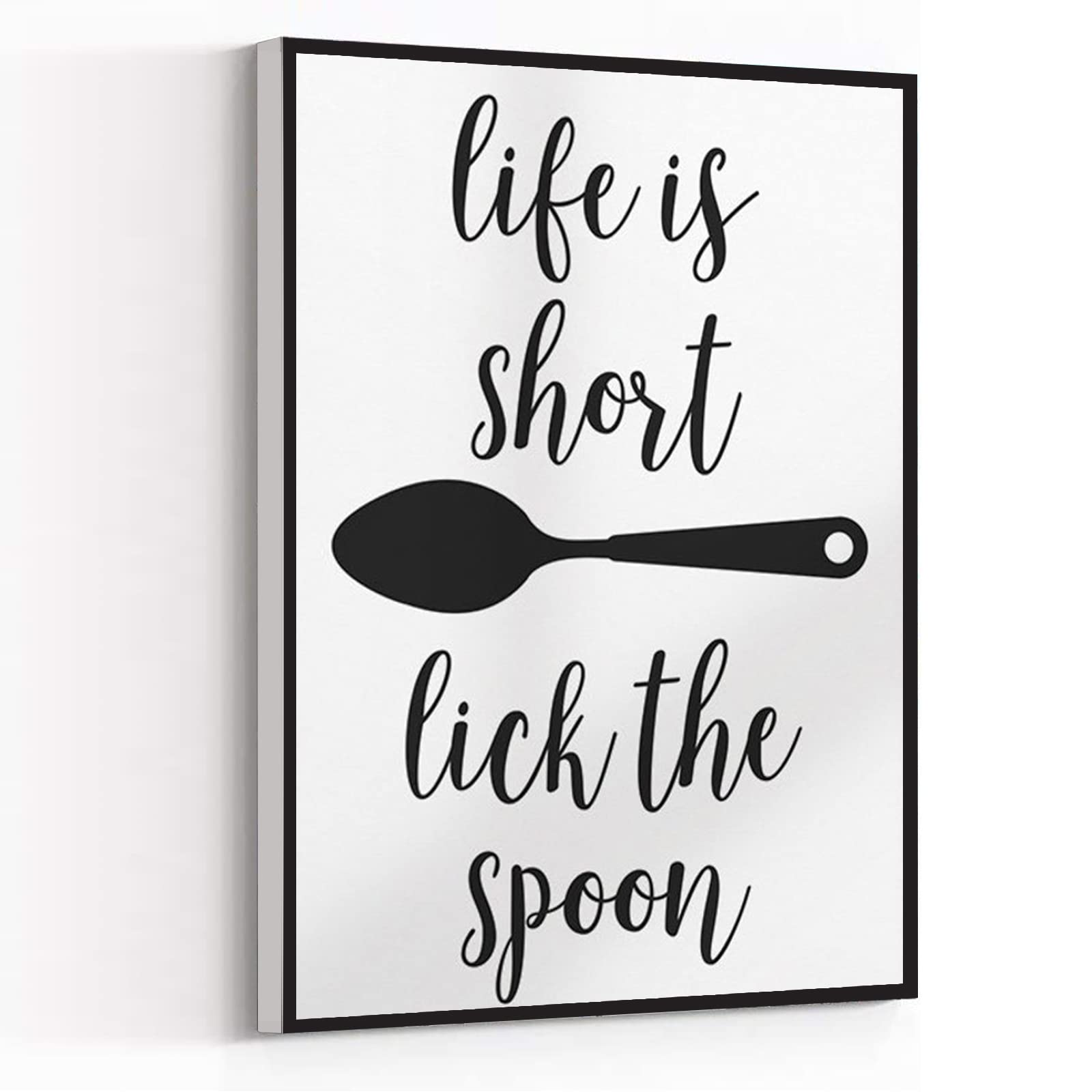 Life Is Short Lick The Spoon Wall Art Print - 8x12 Inch Unframed Modern Canvas Poster for Home, Office & Living Room Decor - Perfect for Kitchens, Dining Areas & Gift Giving