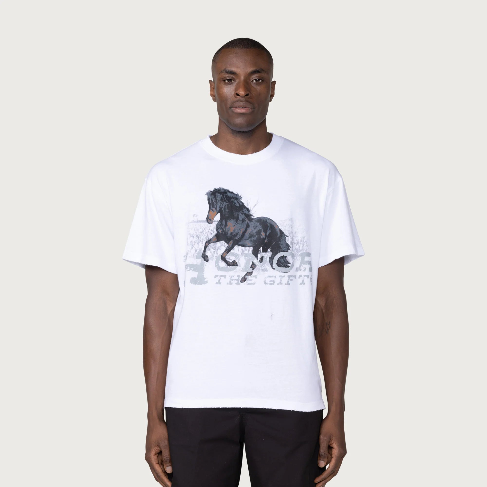 Honor the Gift Work Horse T-Shirt - Premium White Cotton Tee for Men - Perfect for Casual Wear, Gym & Everyday Outfits
