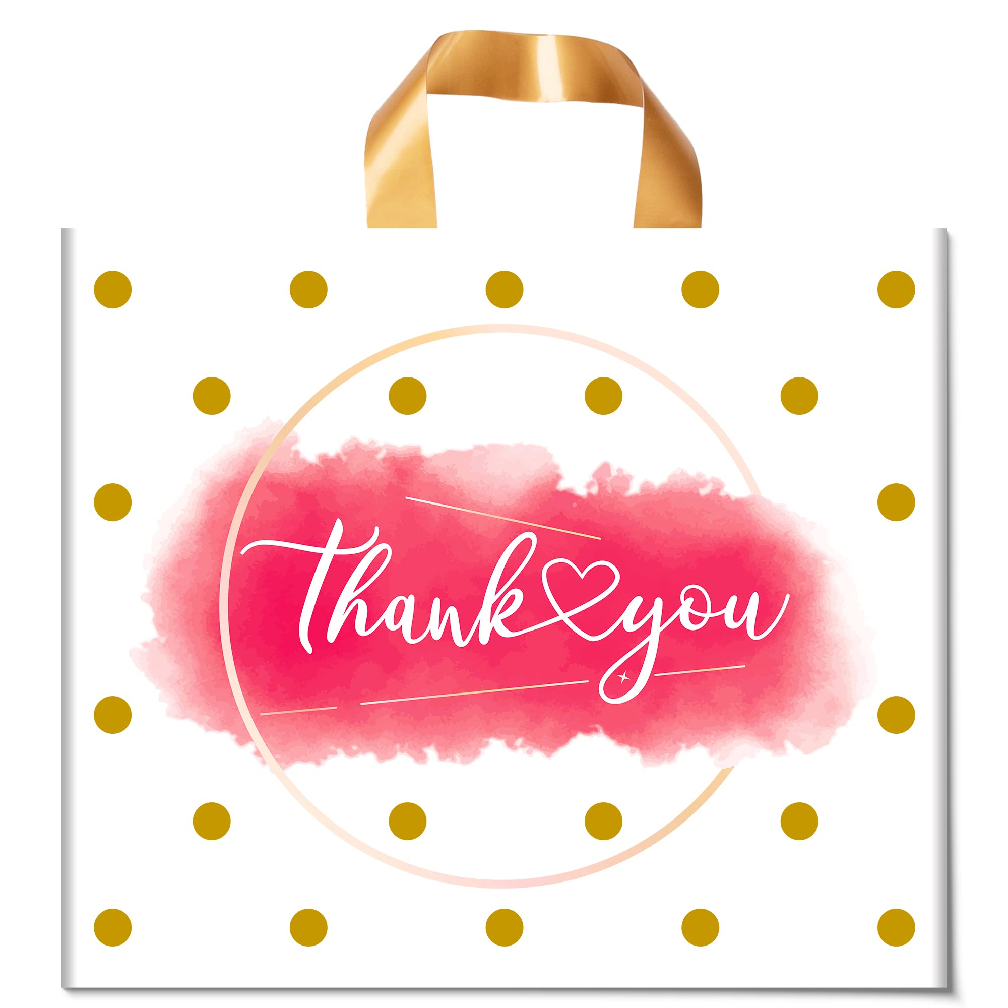 Premium 50-Pack Extra Thick Plastic Thank You Shopping Bags for Small Business & Boutique - 10x12 Inch Retail Merchandise Bags for Customers, Office Parties & Business Gifting - Perfect for Retail Stores, Gift Shops & Customer Appreciation Events