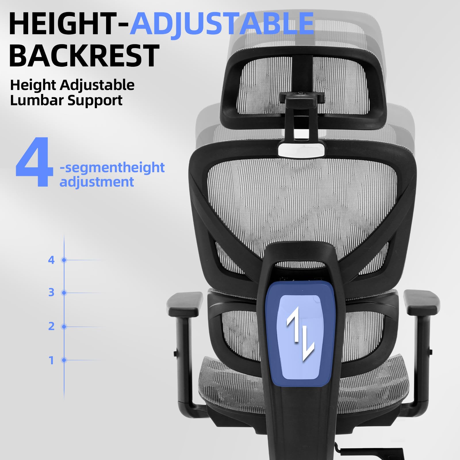 Ergonomic Office Desk Chair - High Back Big and Tall Reclining Mesh Chair with Adjustable Lumbar Support & Armrests, Rolling Wheels for Home Office, Gaming, and Workspace Comfort