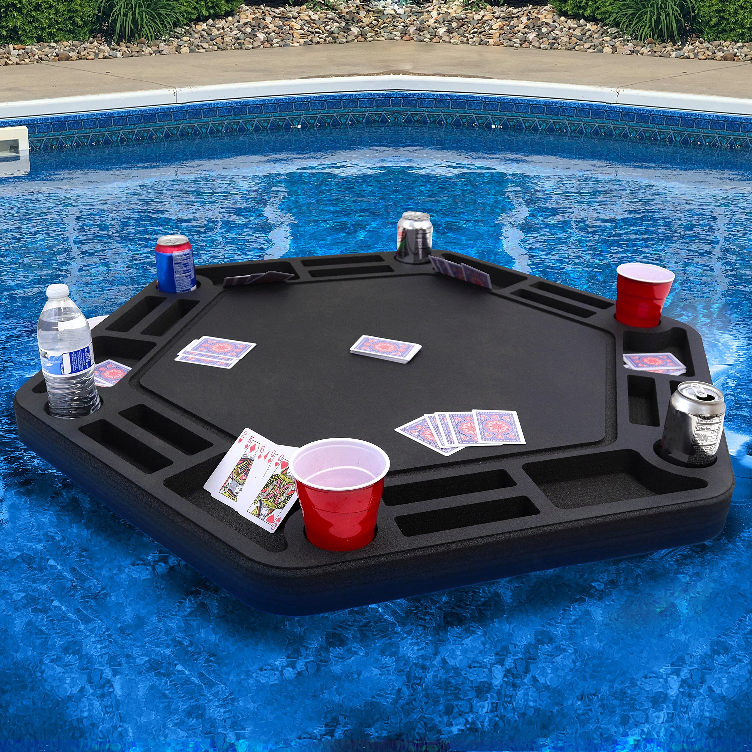 **Polar Whale Floating Game Tray - Durable Foam Drink Holder with Waterproof Playing Cards for Pool, Beach, or Lake Parties - UV Resistant & Portable for Outdoor Fun**