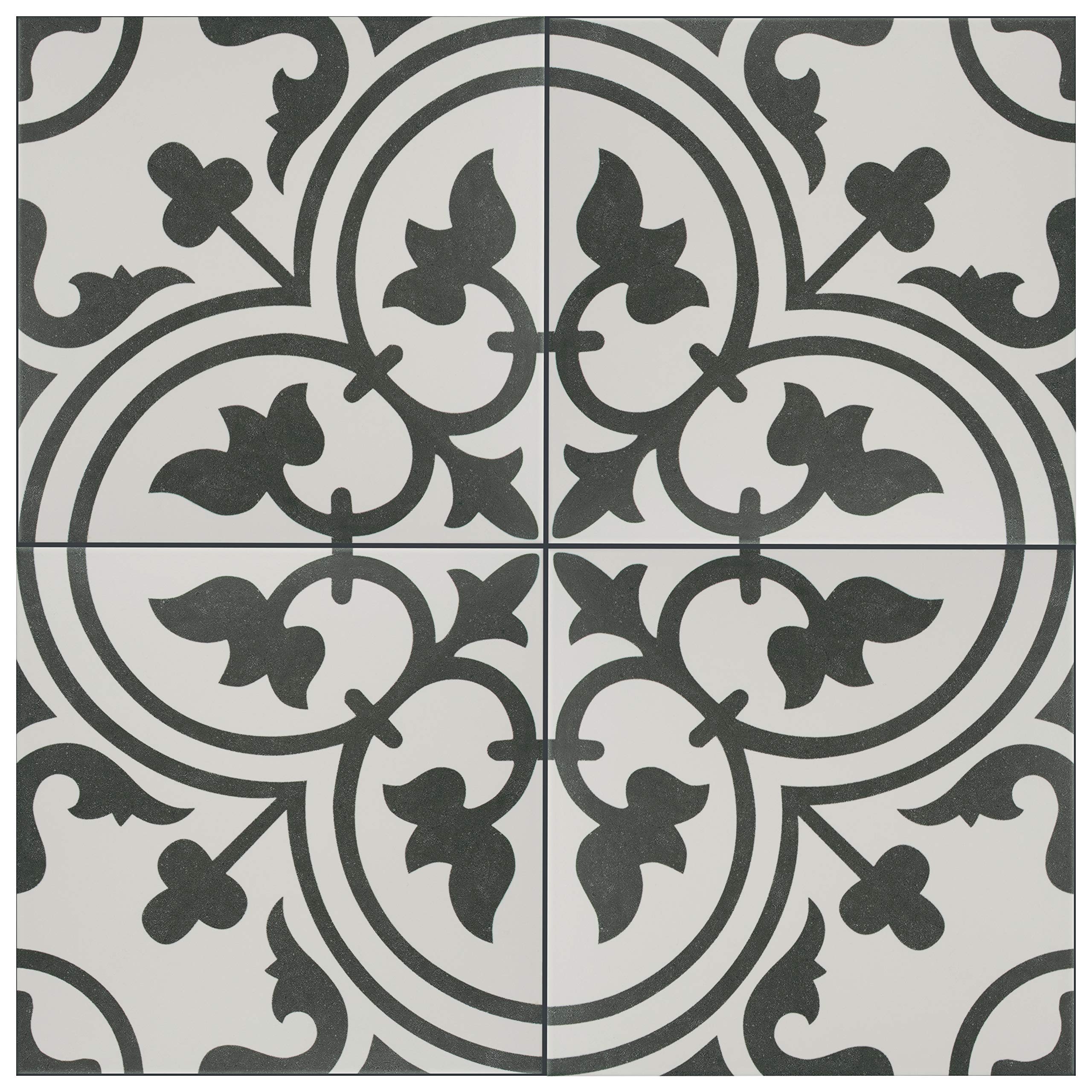 Merola Tile Arte White 9.75x9.75 Inch Porcelain Floor and Wall Tile - Perfect for Bathroom, Kitchen, and Backsplash Renovations