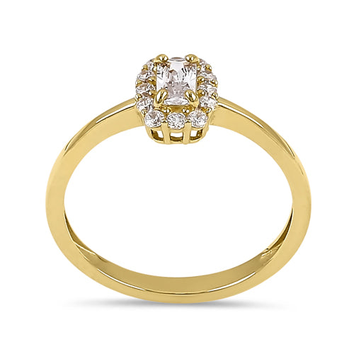 14K Solid Yellow Gold Radiant CZ Halo Engagement Ring for Women - Perfect for Proposals, Anniversaries & Special Occasions