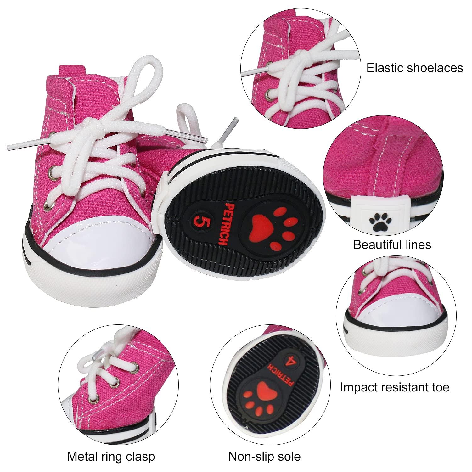 **Durable Non-Slip Dog Shoes for Outdoor Walking - Puppy Canvas Sneaker Boots for Hot Pavement & Sports - Paw Protection for Dogs & Cats - Set of 4 (Ideal for Hiking, Running & Winter Walks)**