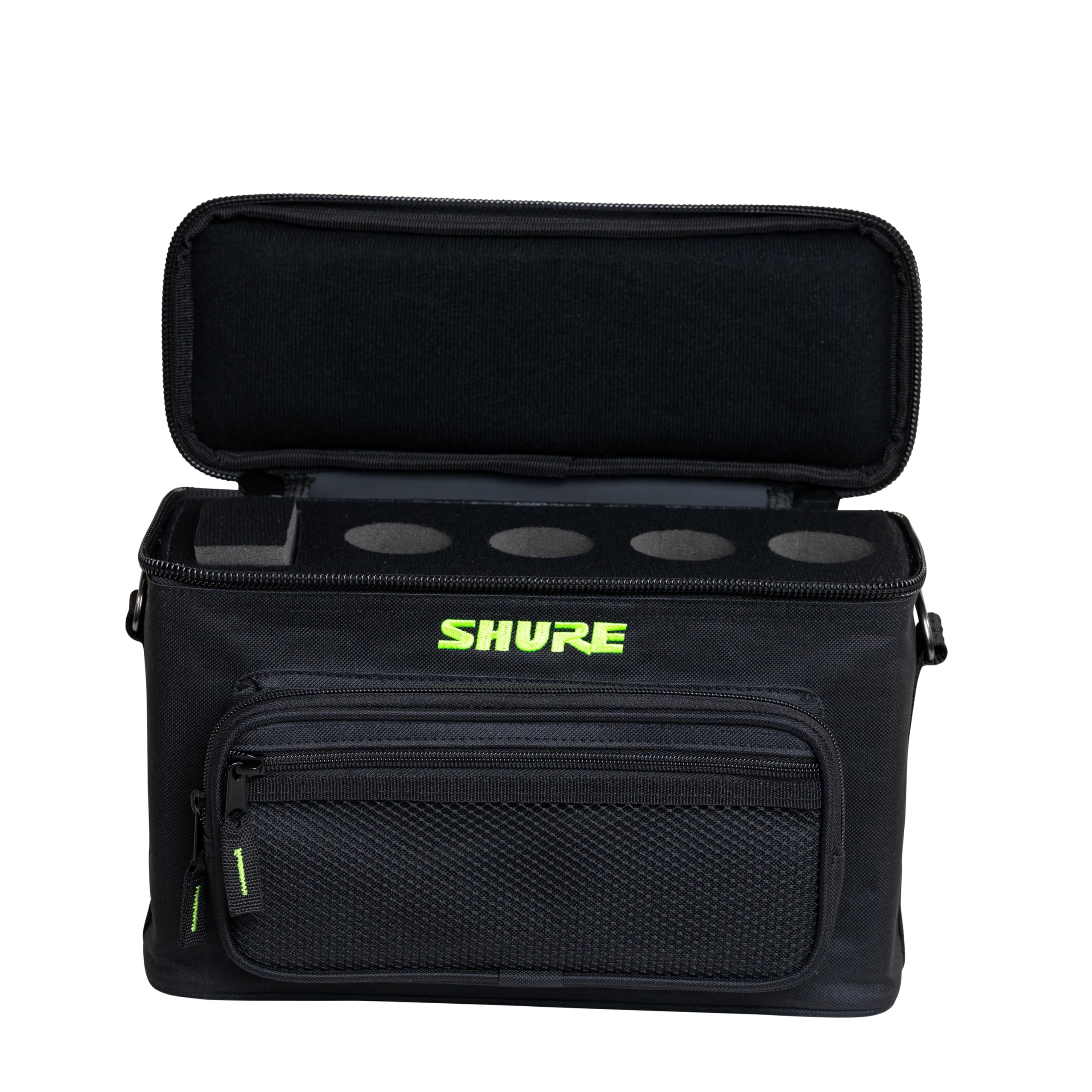 Shure by Gator Padded Microphone Bag - Holds 4 Mics, Durable Storage Case for Shure SM58 & Other Microphones (SH-MICBAG04) - Perfect for Live Performances, Studio Recording & Travel Protection