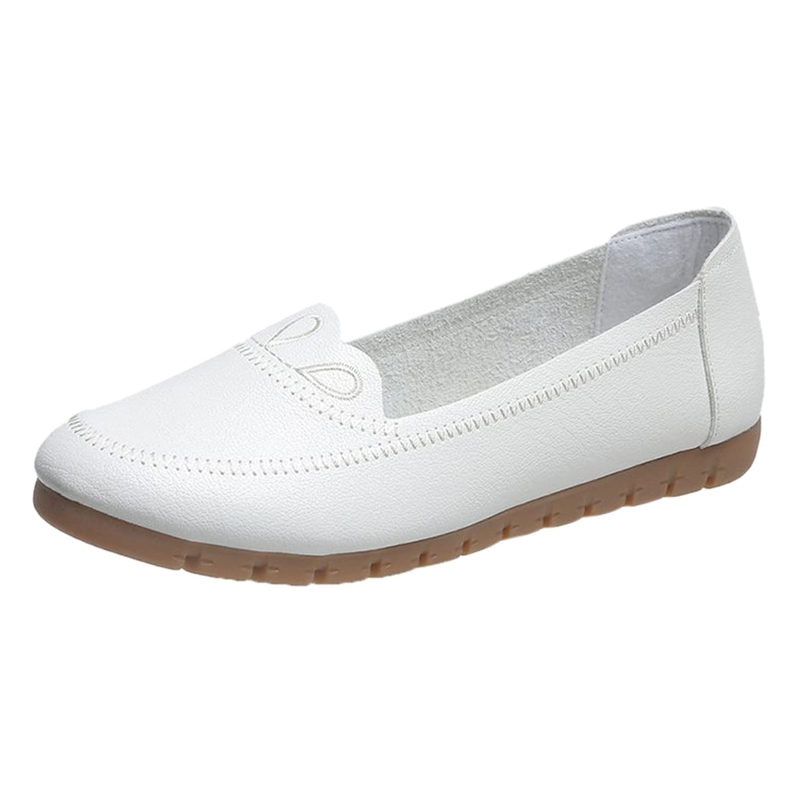 RUIY Women's Breathable Lace Up Flats - Lightweight Casual Shoes for Work & Sports | Comfortable Unisex Sneakers in White | Perfect for Walking, Office Wear & Everyday Activities