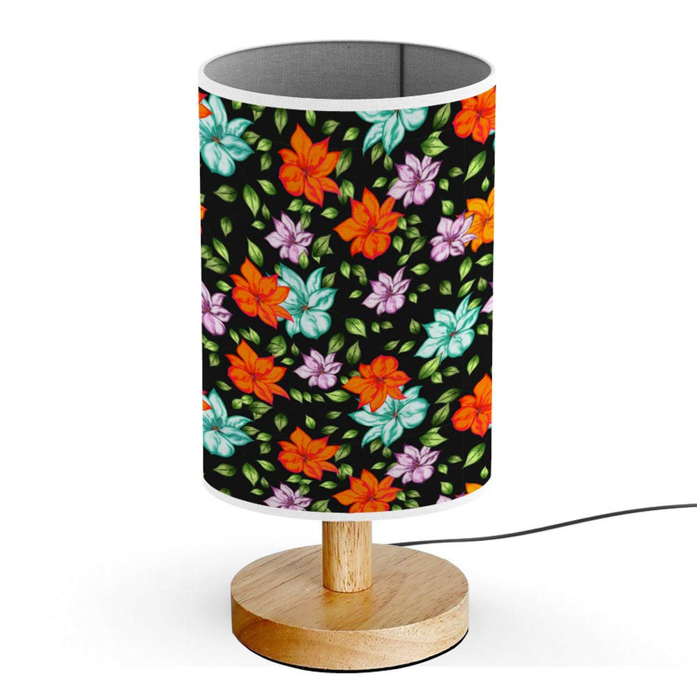 ARTSYLAMP - Wood Base Decorative Desk & Bedside Lamp with Beautiful Floral Watercolor Design - Perfect for Home Office, Living Room, and Bedroom Nightstand Lighting