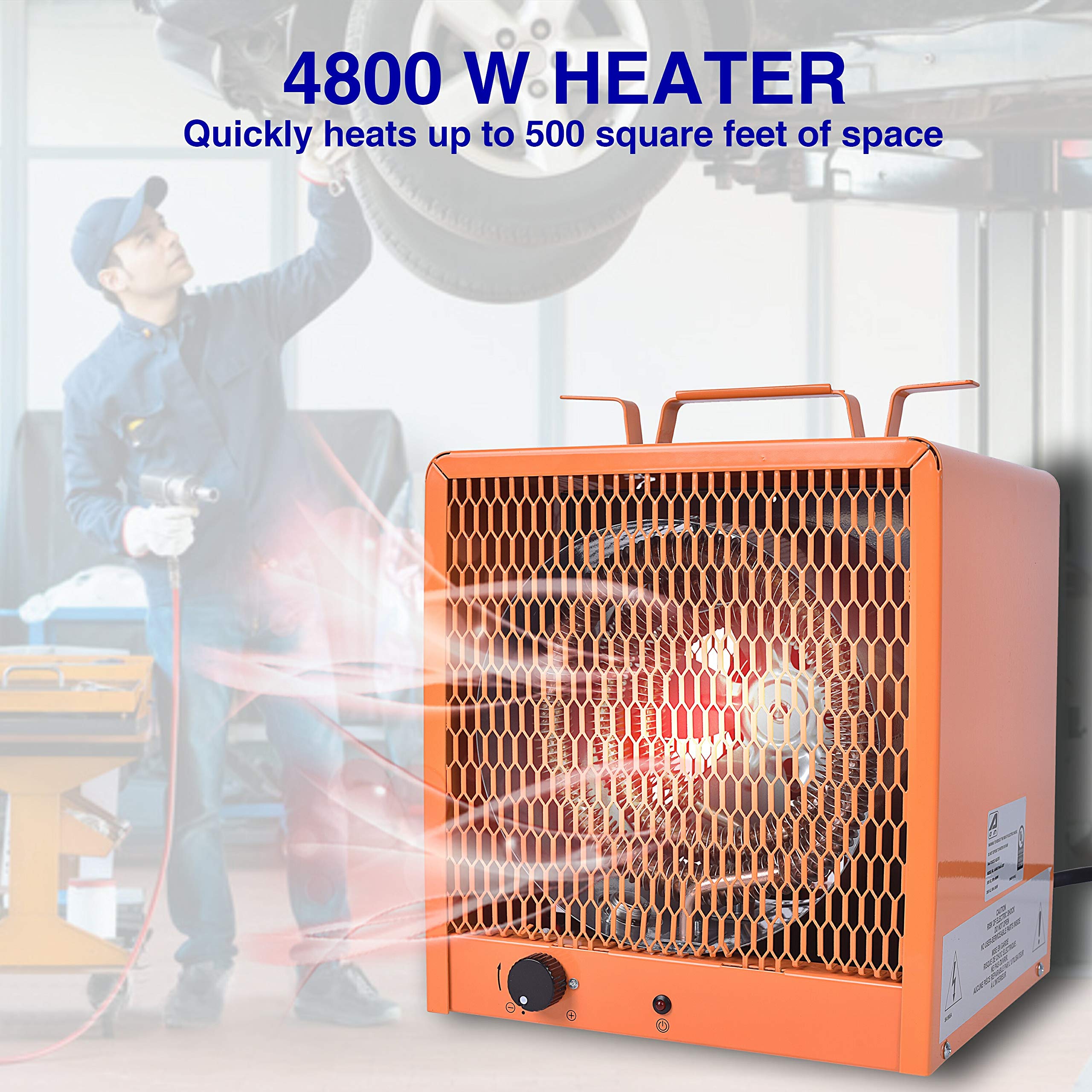 Portable Garage Heater 4800W - Aain A048 Industrial Space Heater for Garage, Home, Shop & Office - 240V Electric Heater with 60Hz - Perfect for Workshops, Basements & Cold Storage Areas