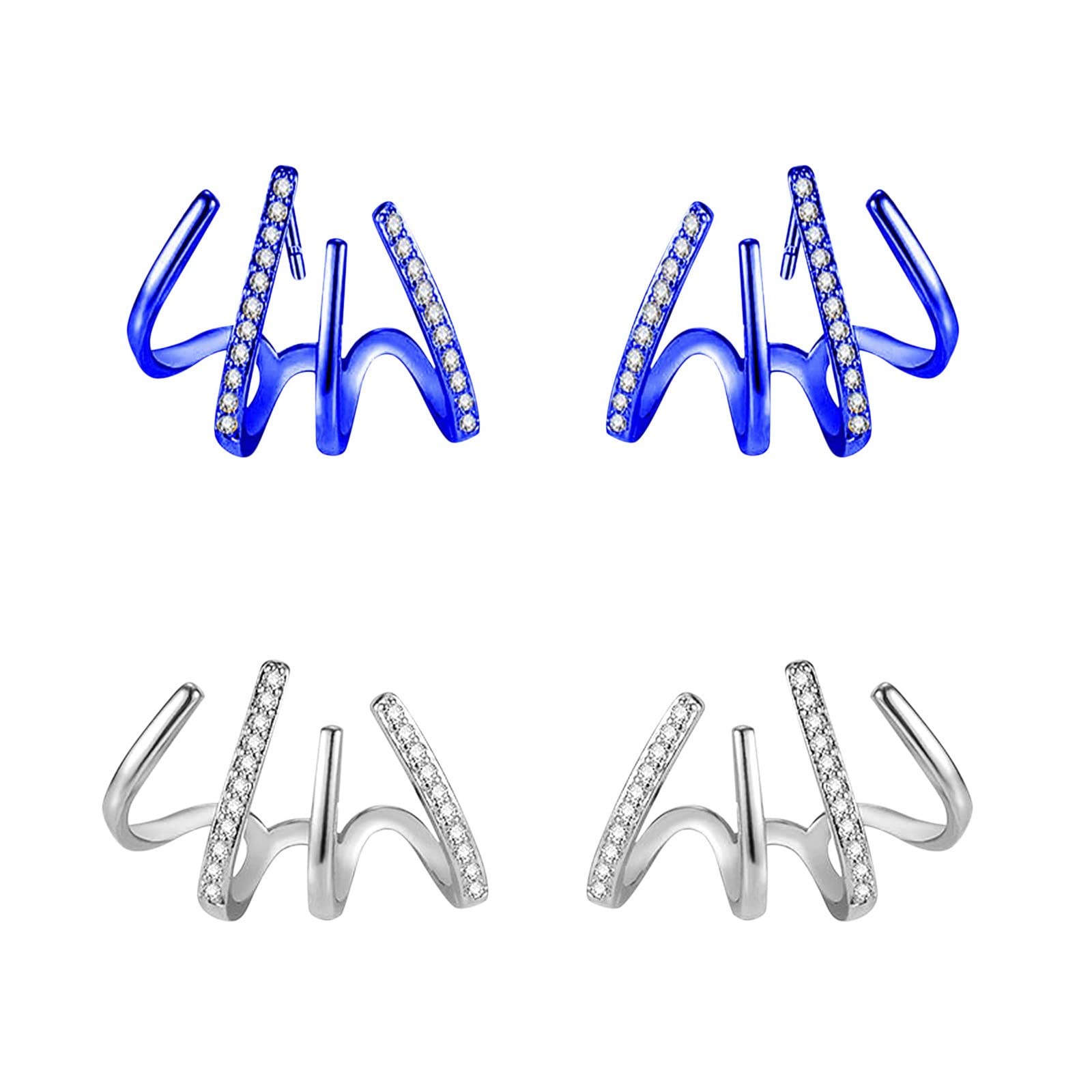 Elegant Silver Dangling Earrings for Women - Minimalist Needle Earrings, Wrap Stud Ear Cuffs & Hoop Earrings Set | Trendy Gold Teardrop Earrings for Everyday Wear, Parties & Special Occasions
