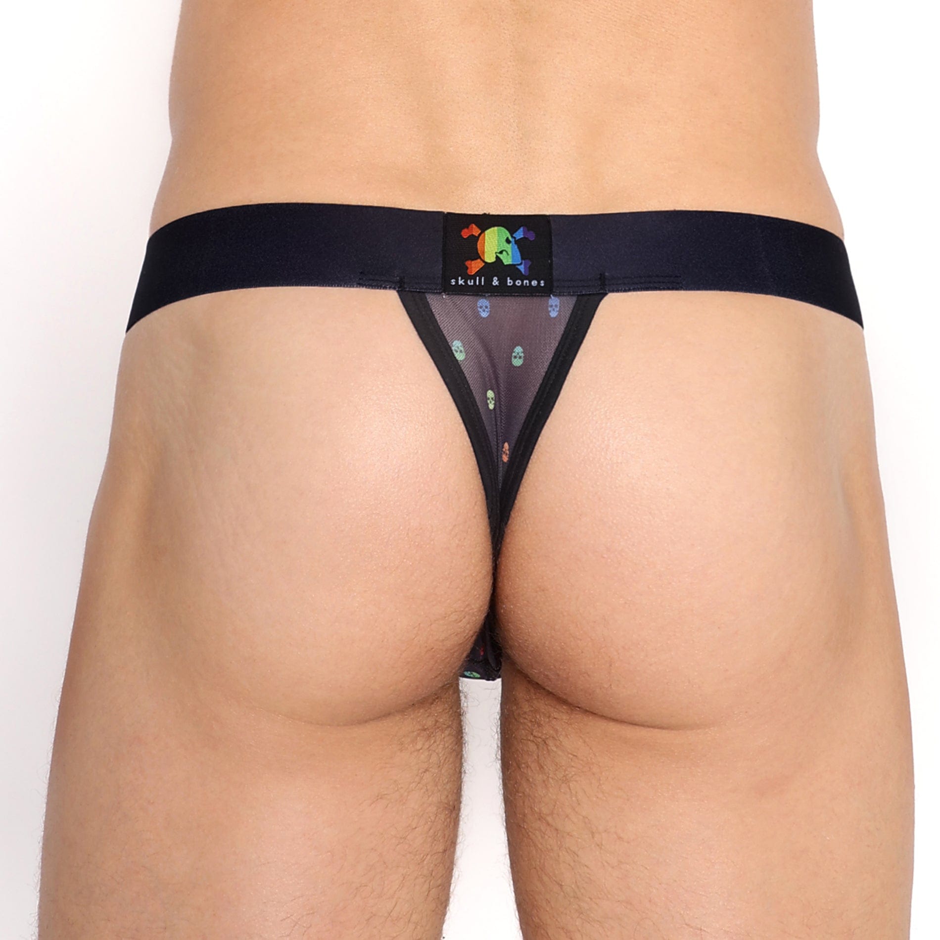 Pride Ditsy Skull Black Sheer Mesh Thong - Sexy Lingerie for Women, Gothic Underwear, Comfortable Stretch Fabric - Perfect for Valentine's Day, Boudoir Photos, and Special Occasions