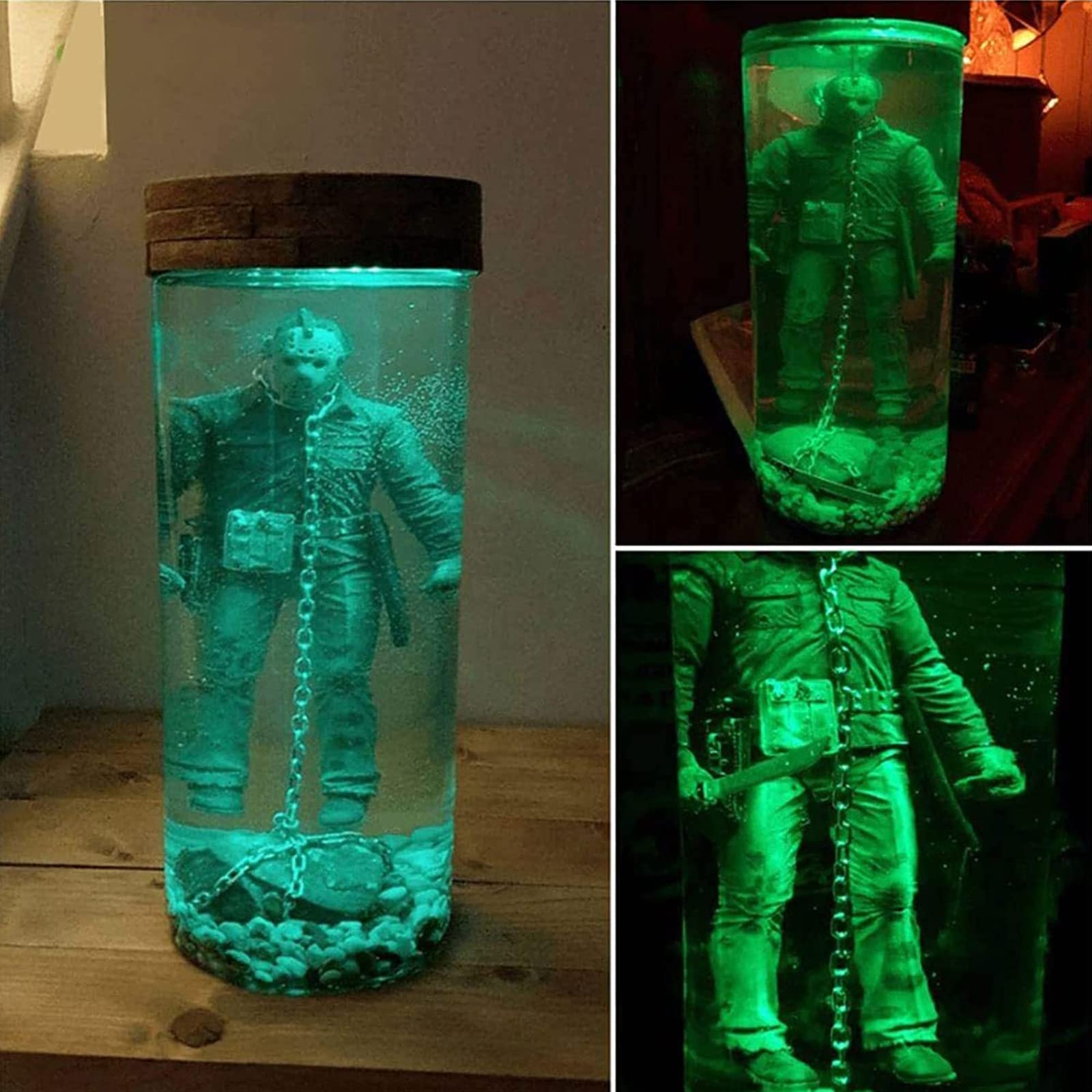2022 New Jason Voorhees Horror Movie Night Light - Friday The 13th Collector's Edition Resin Water Lamp - Scary Halloween Home Decor for Horror Fans & Movie Lovers - Perfect for Themed Parties, Horror Collections & Spooky Room Atmosphere (1 Pack)