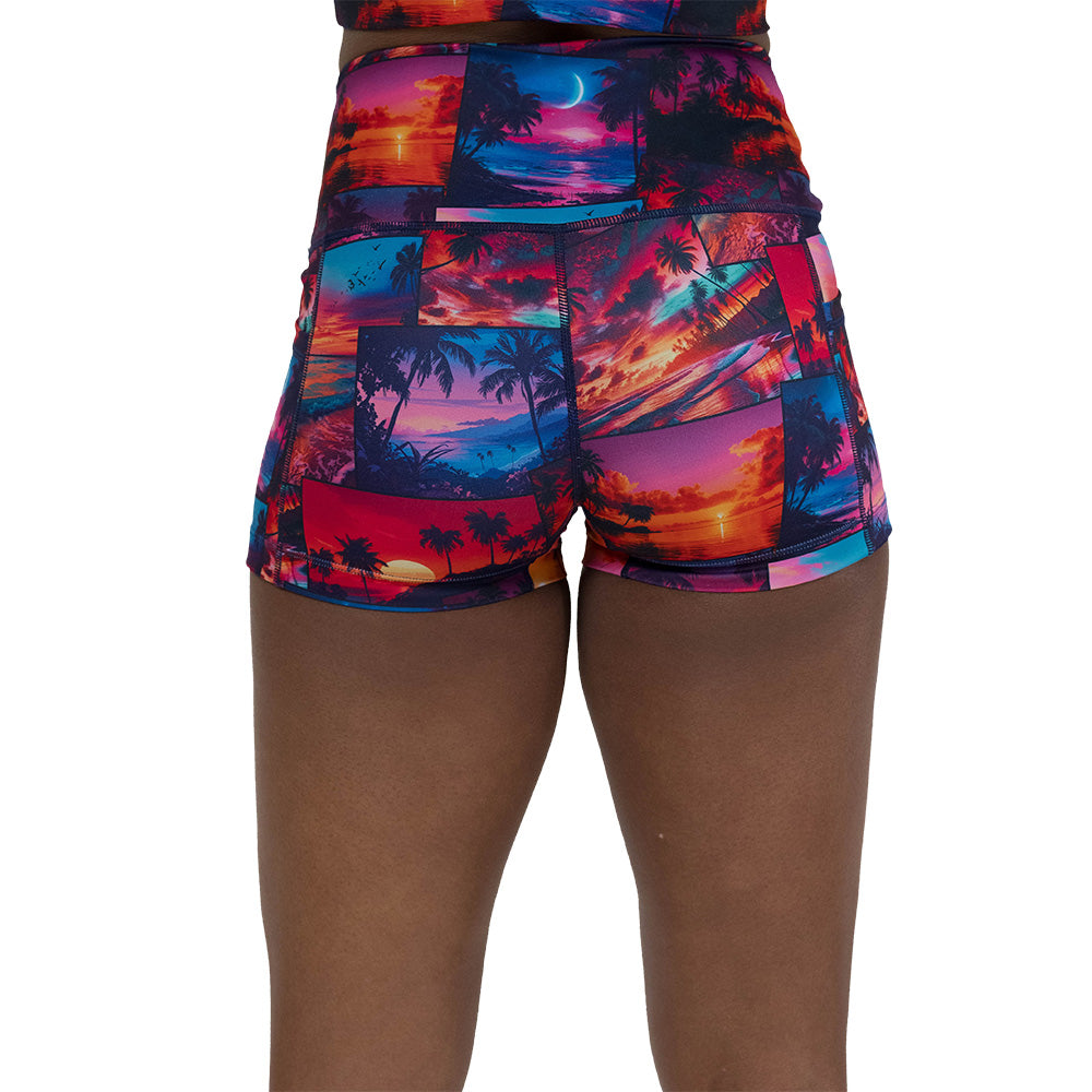 Sunset Snapshot Men's Casual Shorts - Lightweight Summer Beach Shorts for Outdoor Activities, Swimming, and Lounging