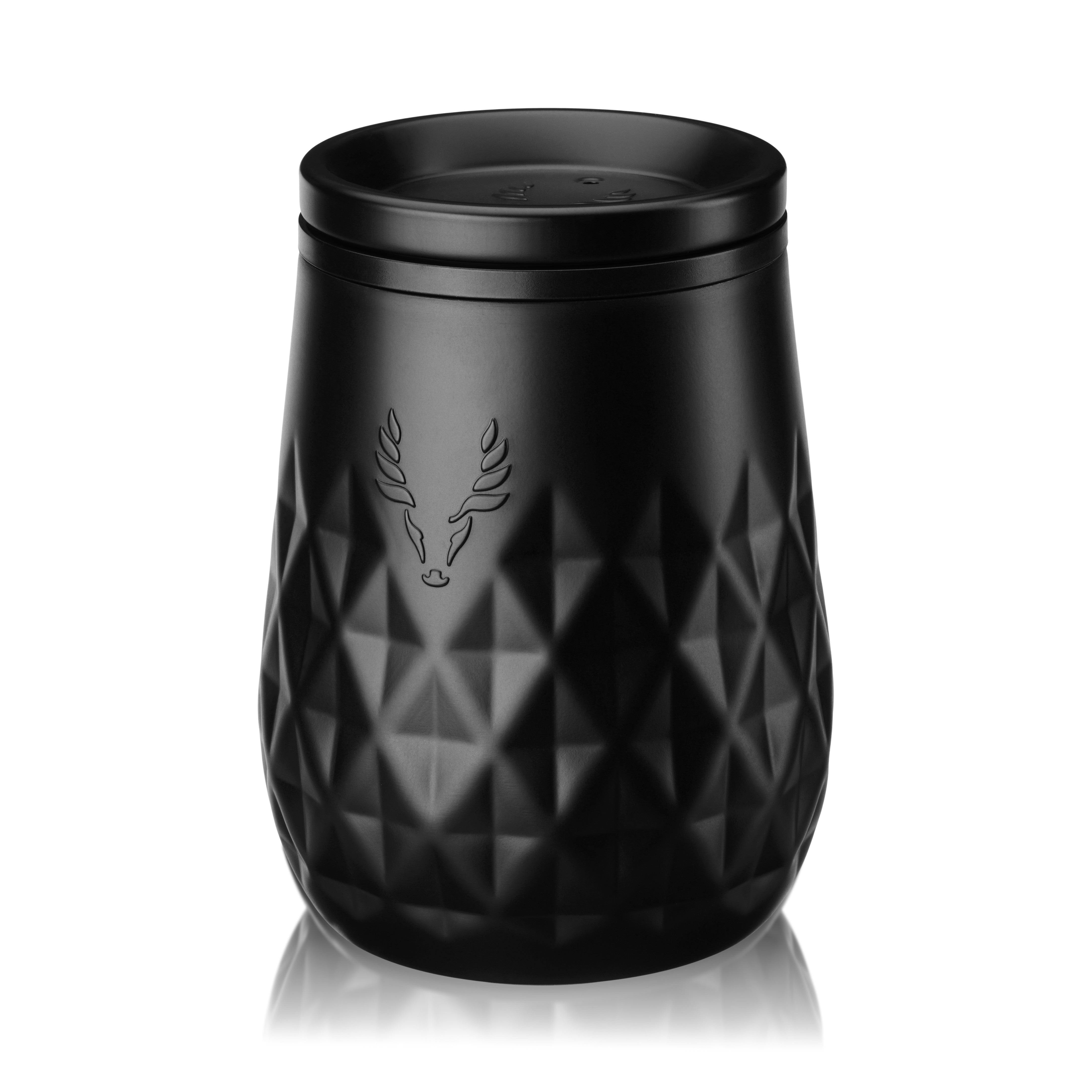 Premium Stainless Steel Wine Tumbler with Lid - 20oz Insulated Wine Glass for Hot & Cold Drinks - Obsidian Black - Perfect for Outdoor Picnics, Camping & Home Entertaining