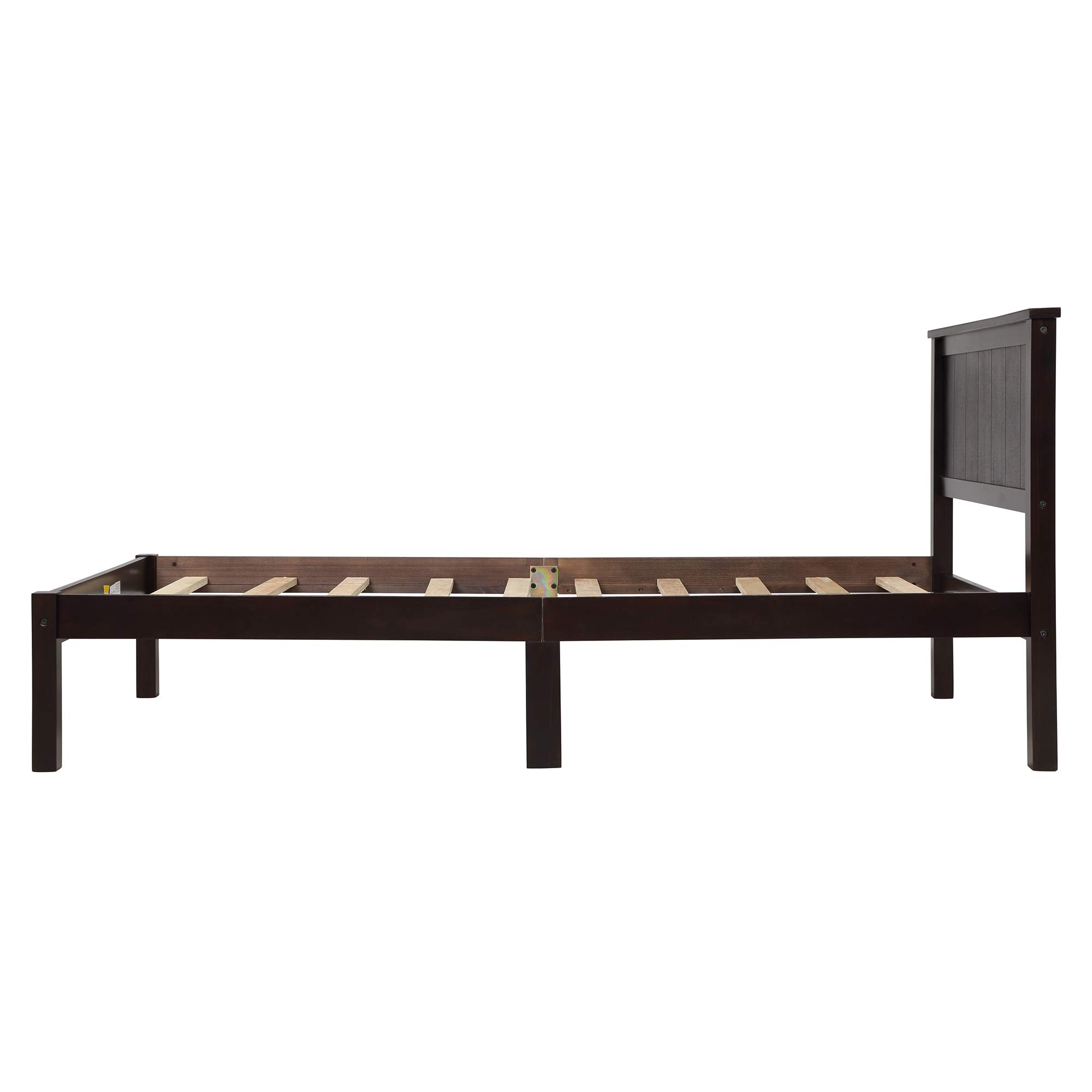 SOFTSEA Full Size Platform Bed Frame with Headboard - Solid Wood Bed Frame & Mattress Foundation, No Box Spring Needed with Wood Slat Support - Perfect for Modern Bedrooms, Guest Rooms & Small Spaces (Full, Espresso)