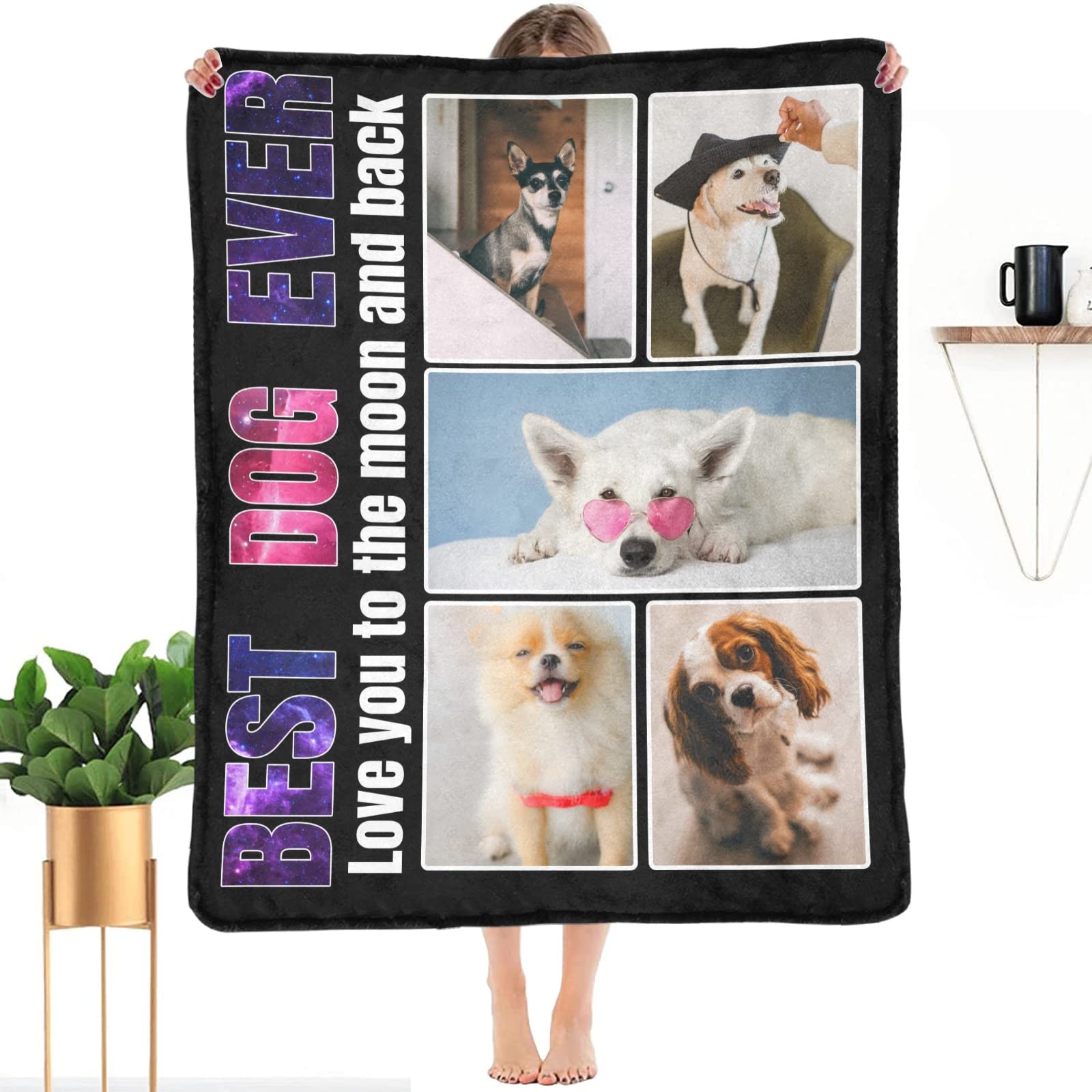 Custom Photo Blanket for Dogs - Personalized Dog Blanket with 5-Picture Collage | Made in USA | Perfect Gift for Pet Lovers & Cozy Home Decor