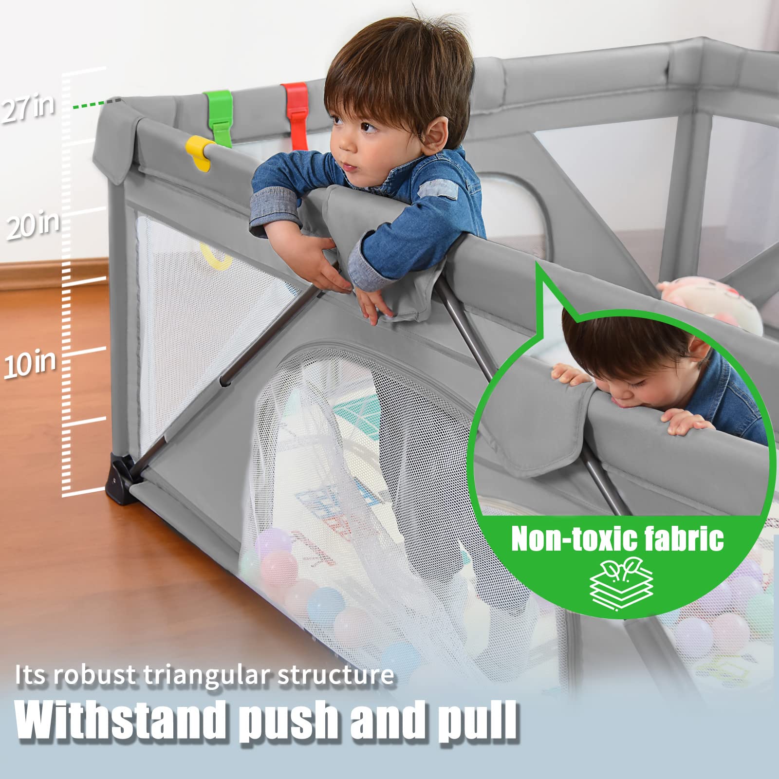 Heyo.Ja Large Foldable Baby Playpen with Gate - 47