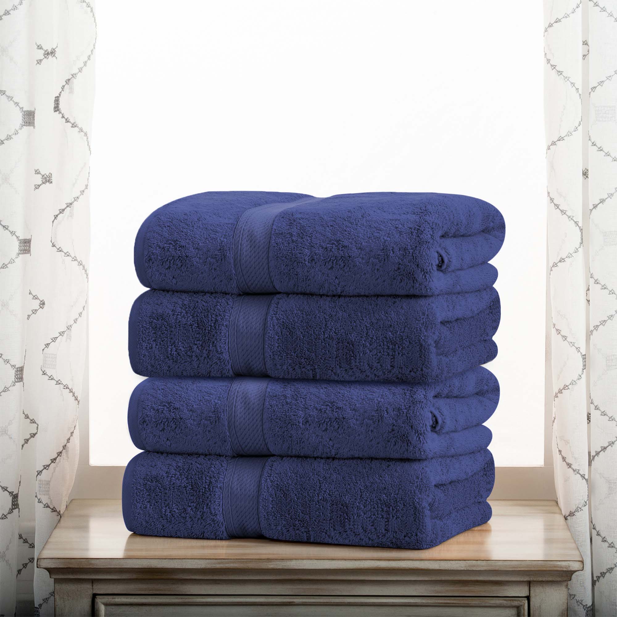 Premium 4-Piece Egyptian Cotton Bath Towel Set - Ultra Soft, Heavyweight & Plush Pile for Spa-Like Luxury at Home | Perfect for Bath, Beach & Guest Use